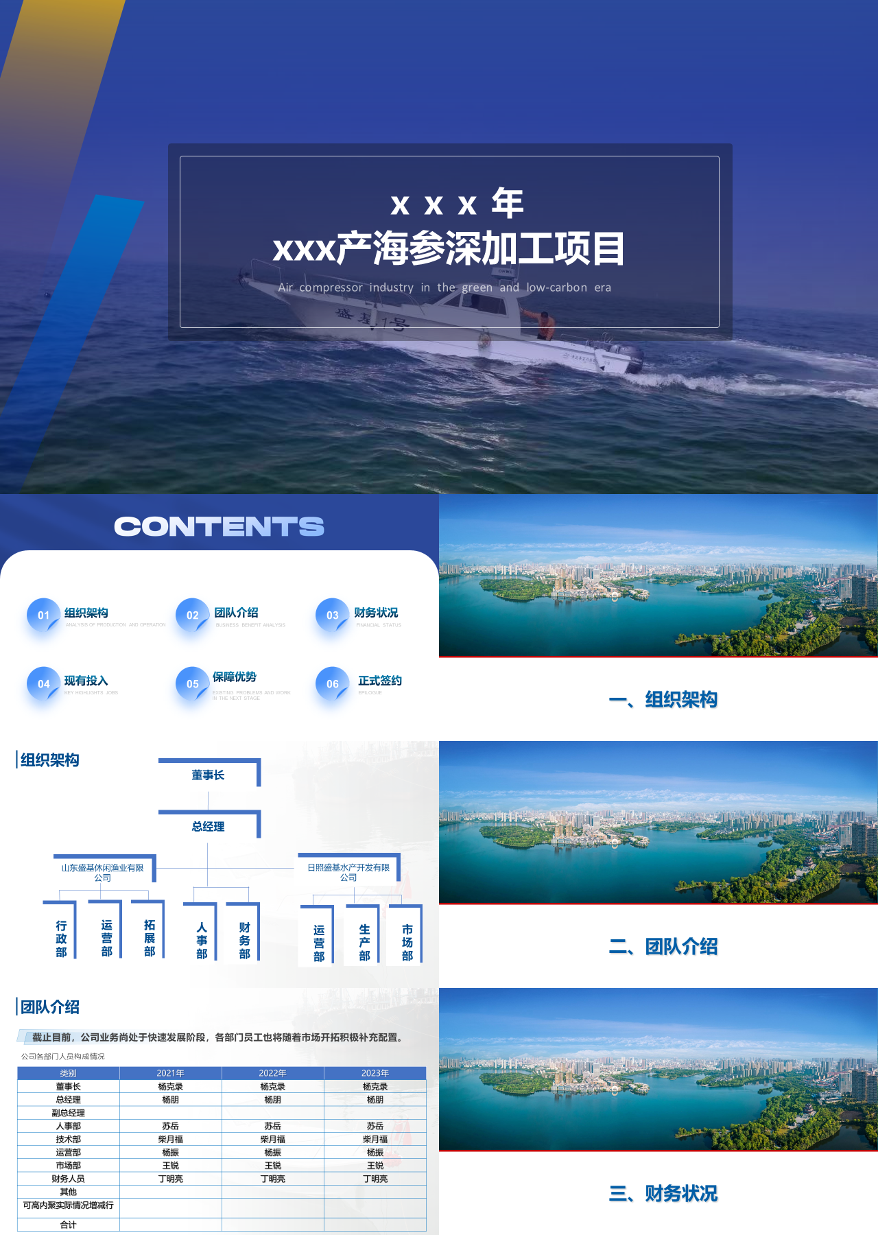 标准静态蓝色工作汇报产海参深加工项目