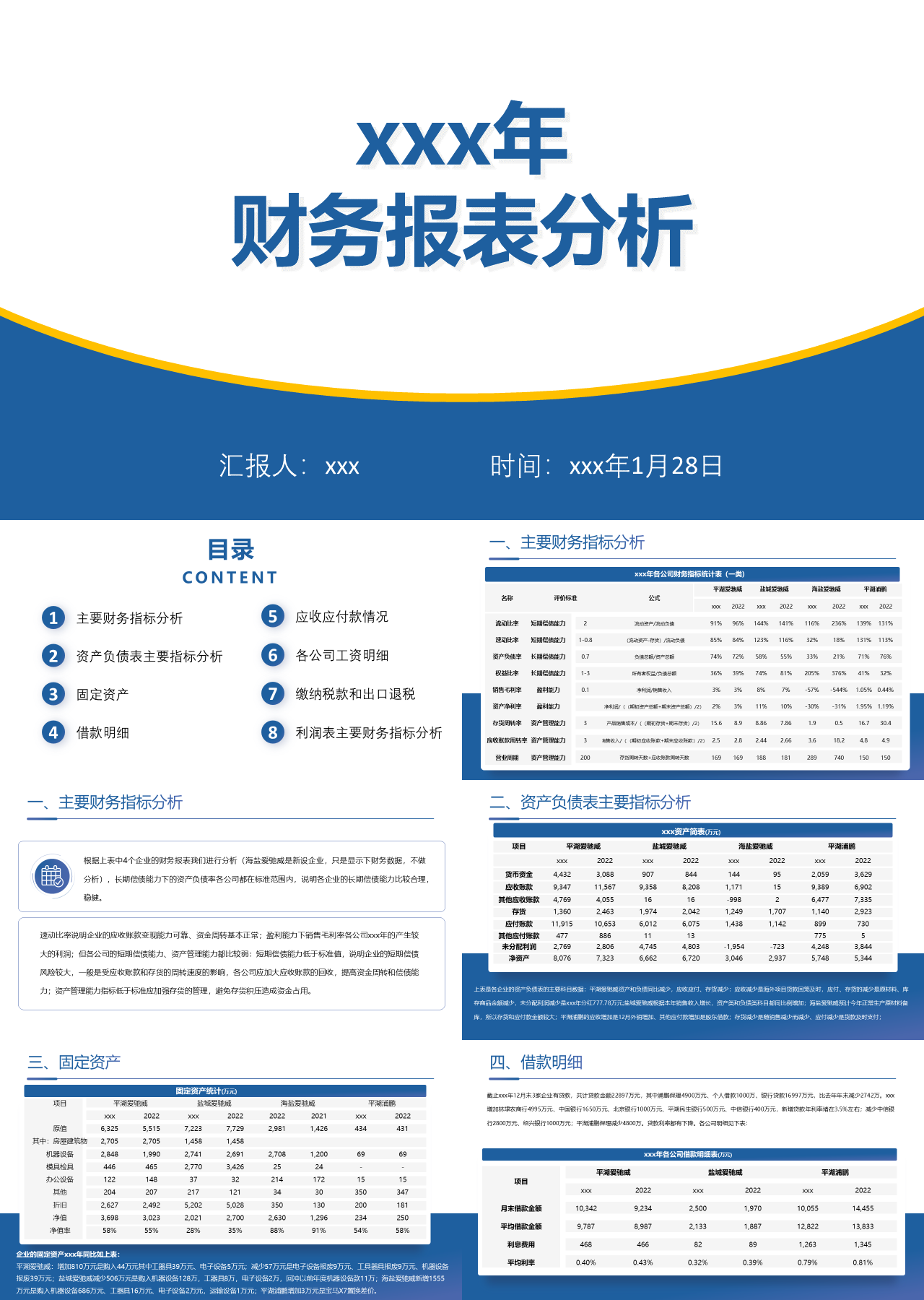 标准静态蓝色工作汇报财务报表分析表格