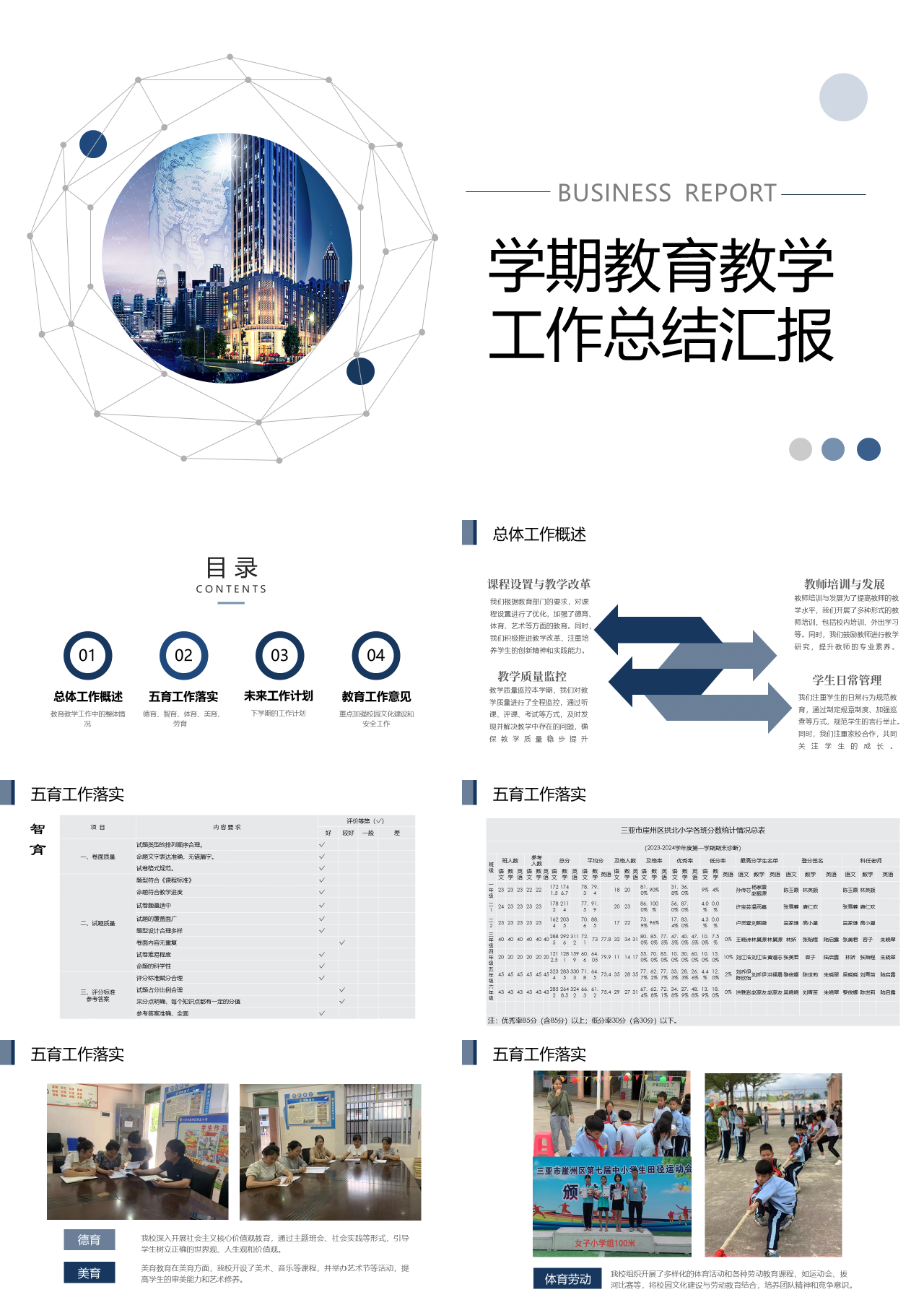 标准静态简约工作汇报学期教育教学