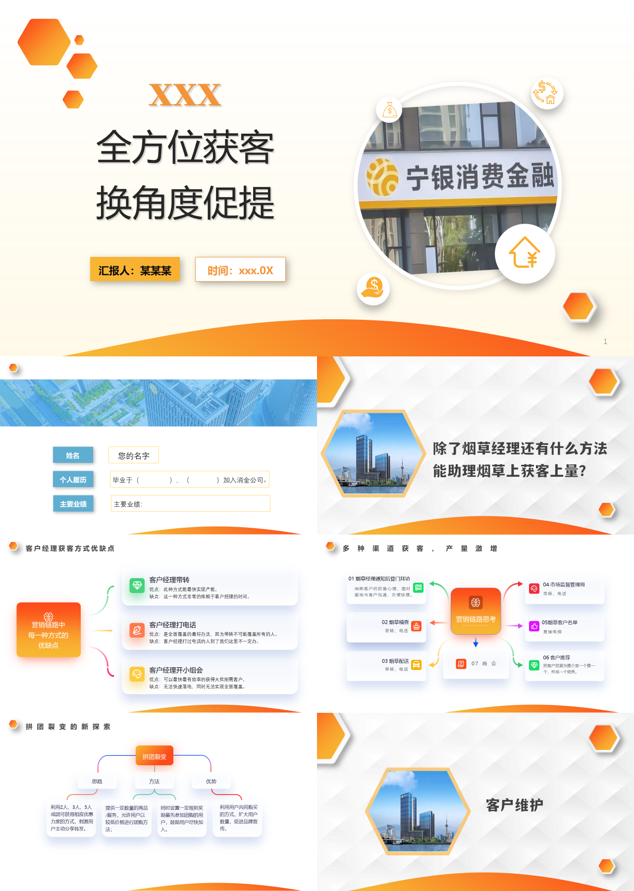 高端静态橙色述职报告全方位获客