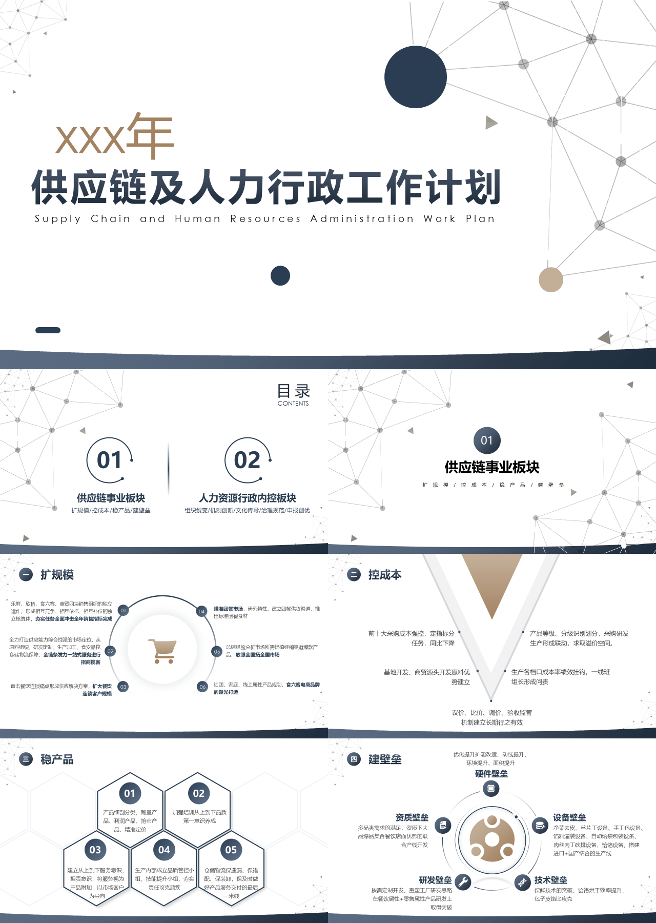 标准静态蓝色供应链及人力行政工作计划