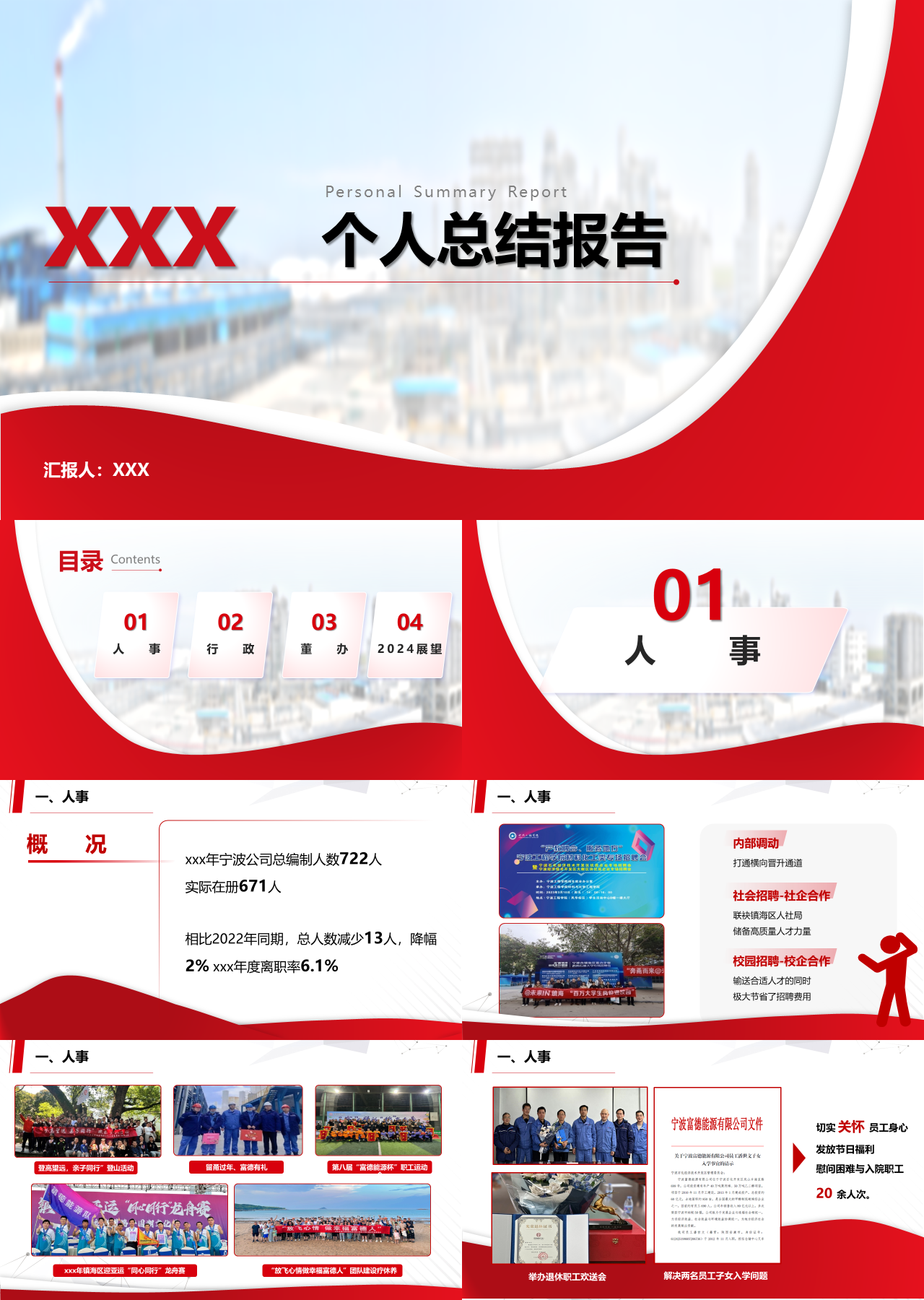 标准静态红色个人总结报告