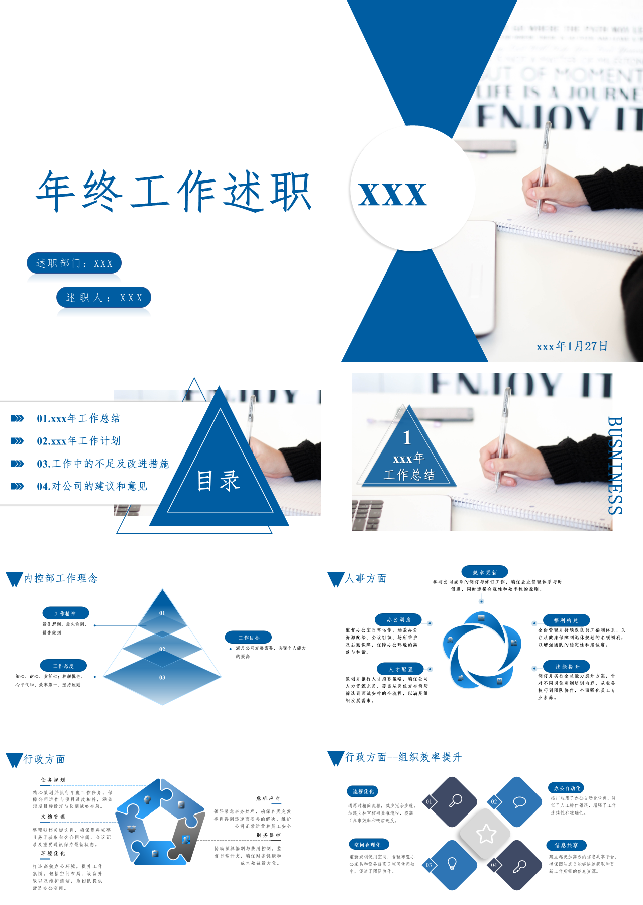 标准动态蓝色年终工作述职