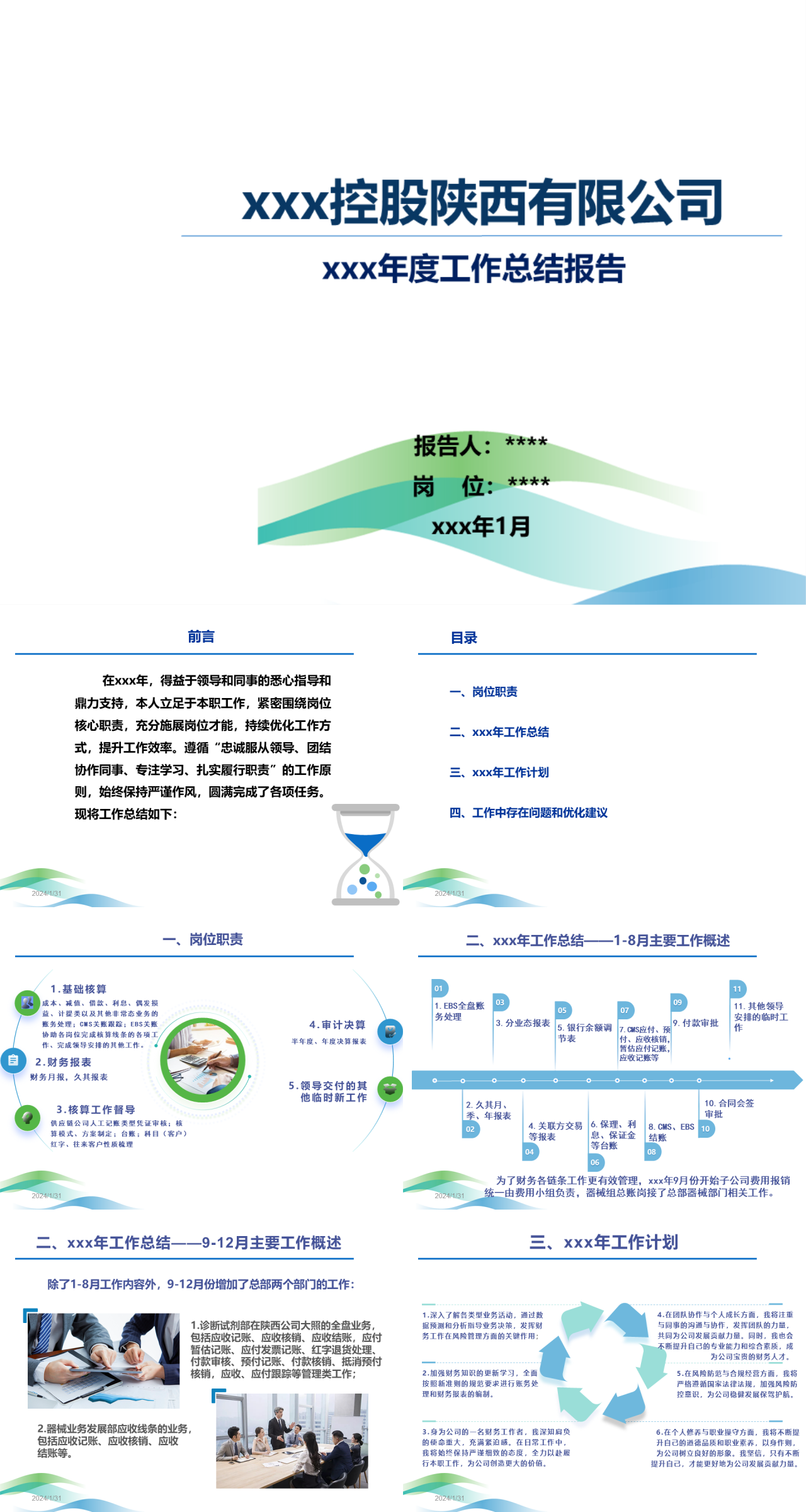标准静态蓝色年度工作总结报告