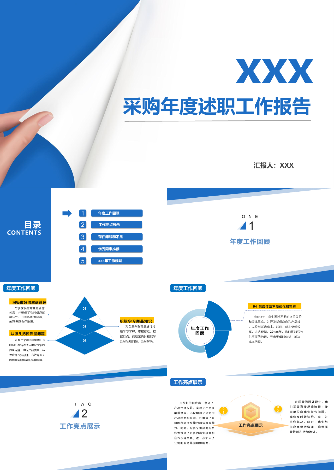 标准静态蓝色采购年度述职工作报告