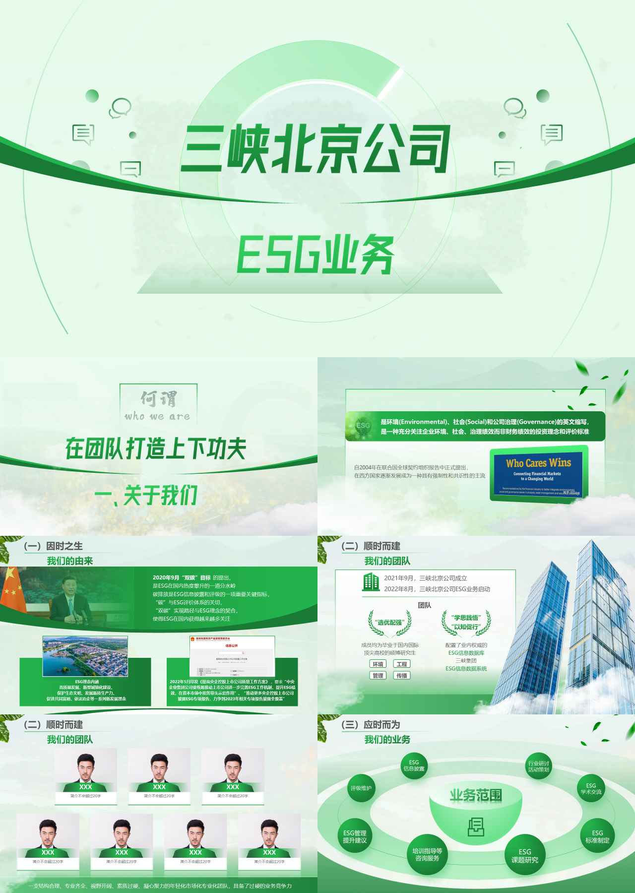 高端静态绿色工作汇报三峡北京公司ESG业务