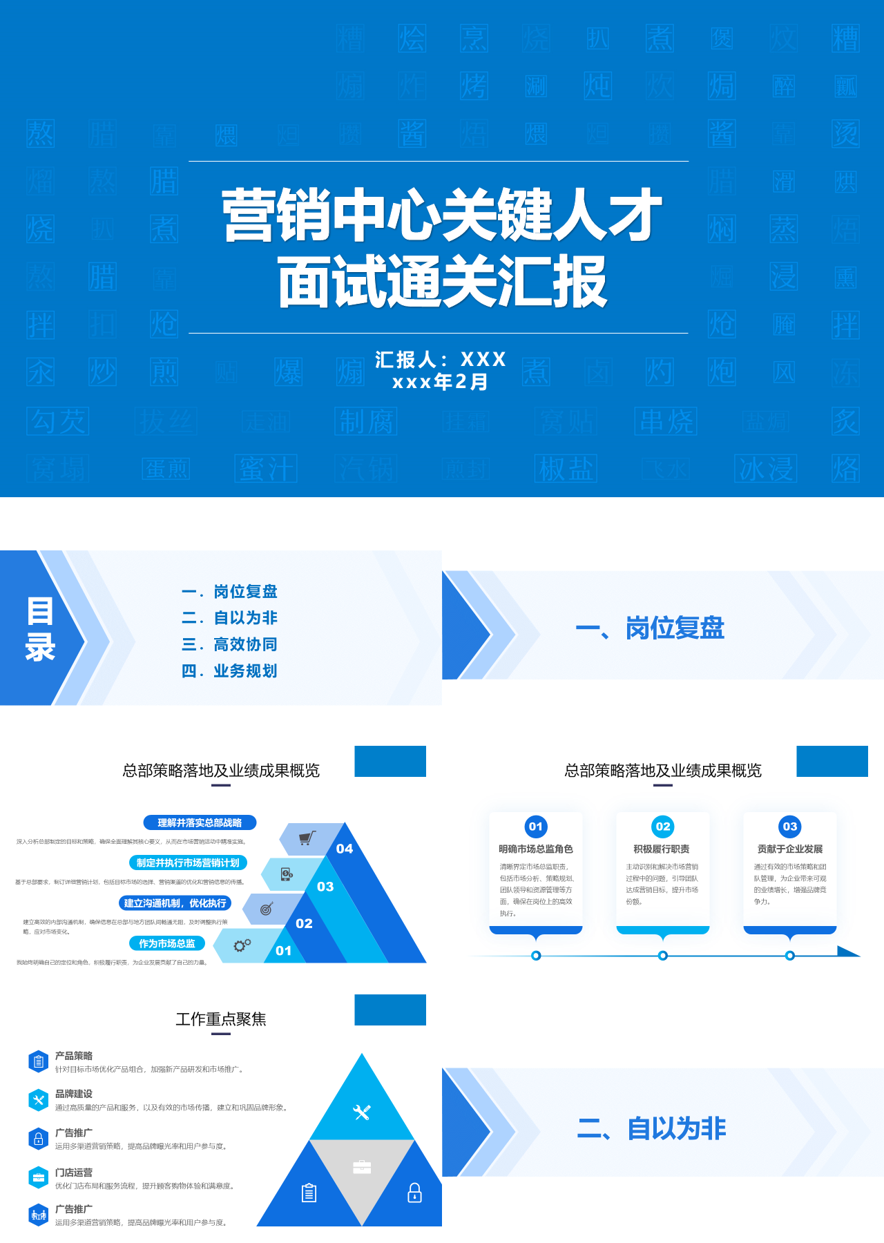 标准静态蓝色工作汇报面试通关汇报