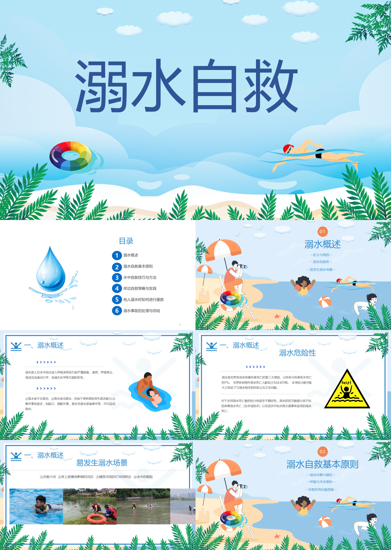 标准动态卡通主题教育溺水自救