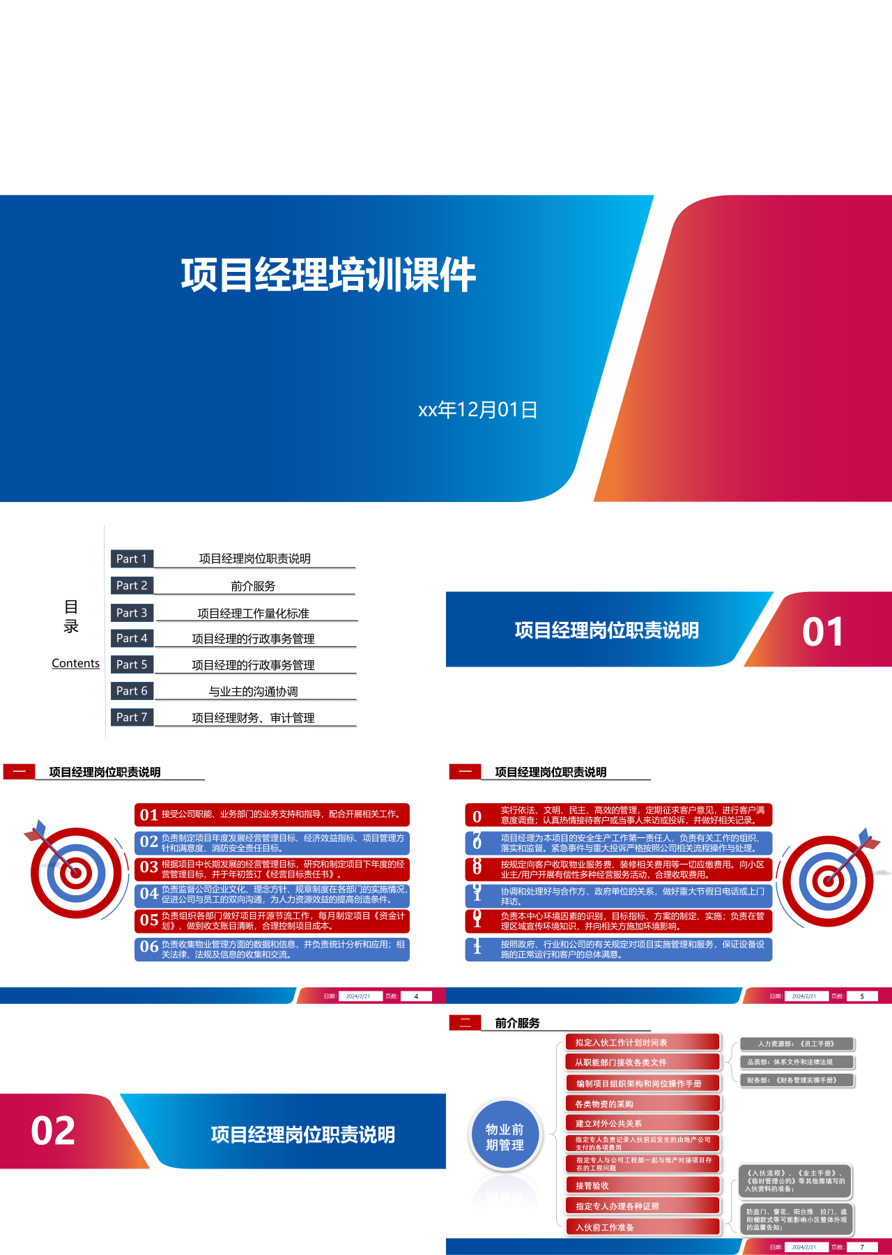 标准静态蓝红企业培训项目经理培训课件