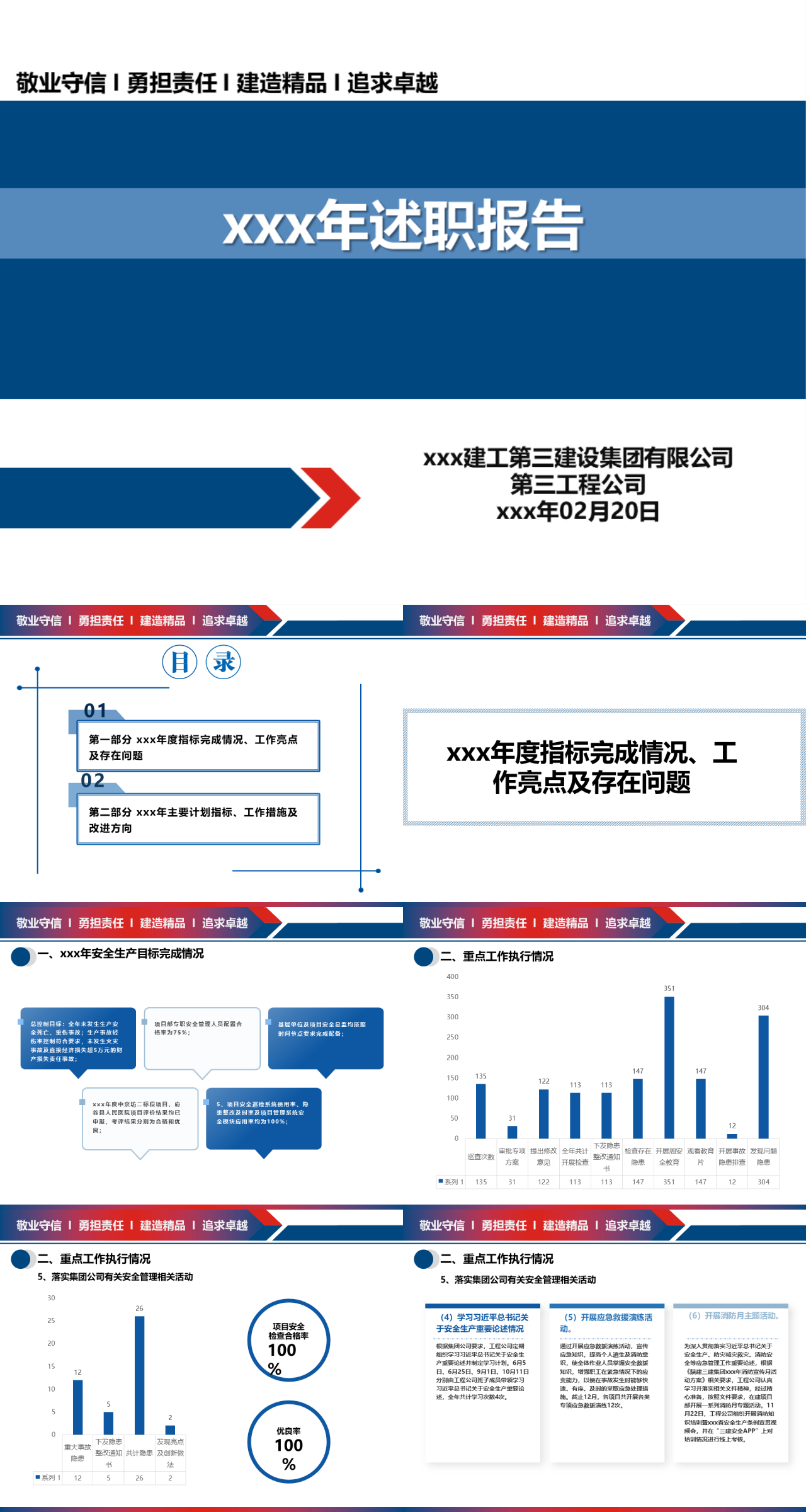 标准静态蓝色述职报告建筑类