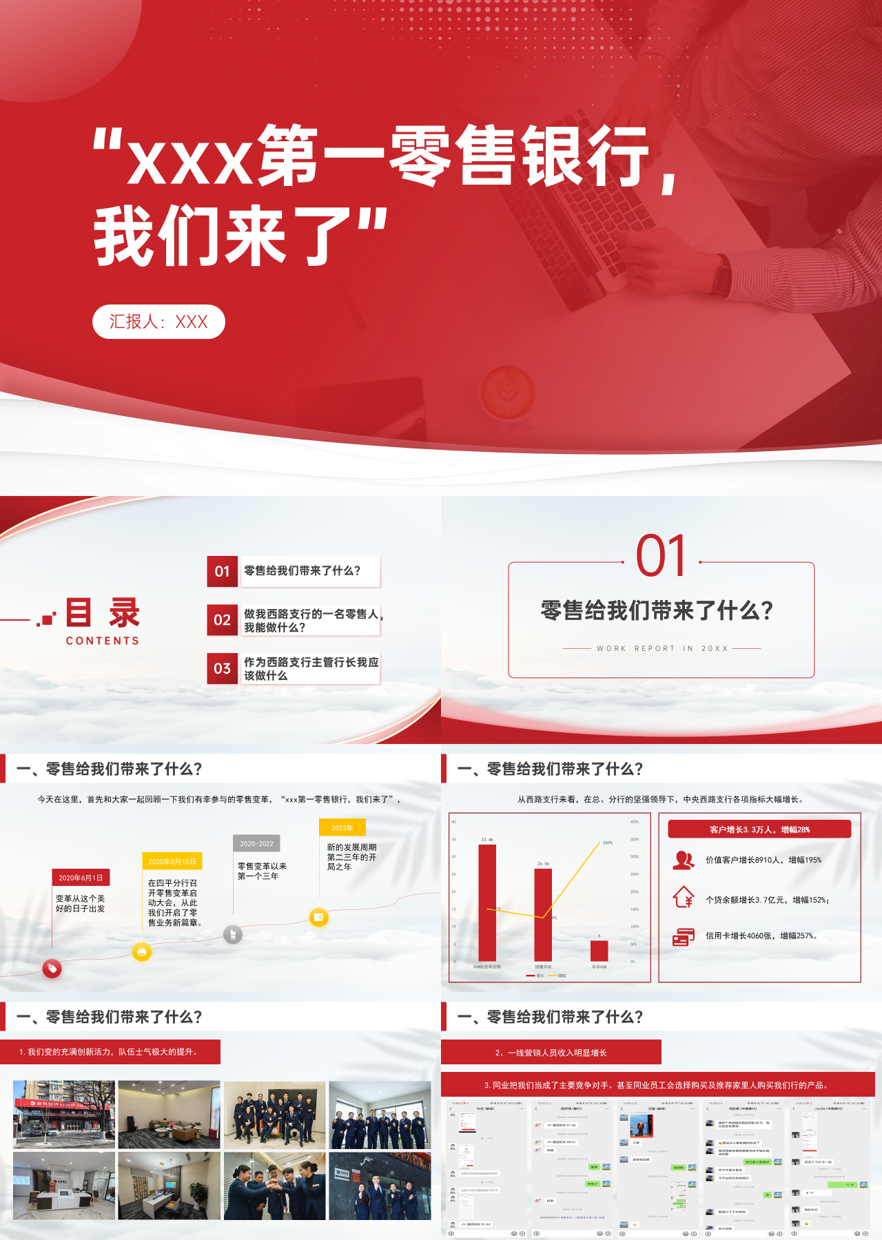 标准静态红色工作汇报第一零售银行