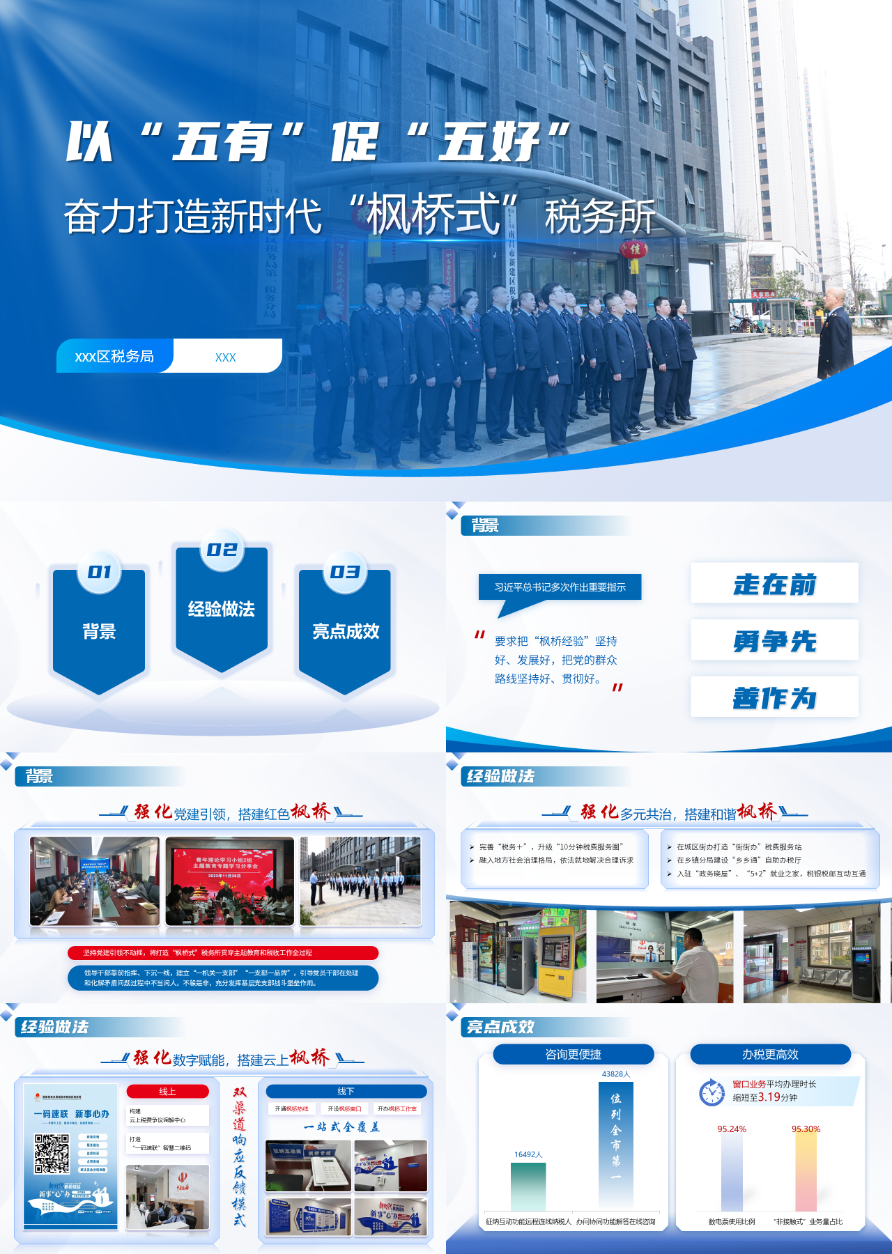 高端动态蓝色工作汇报奋力打造新时代枫桥式税务所