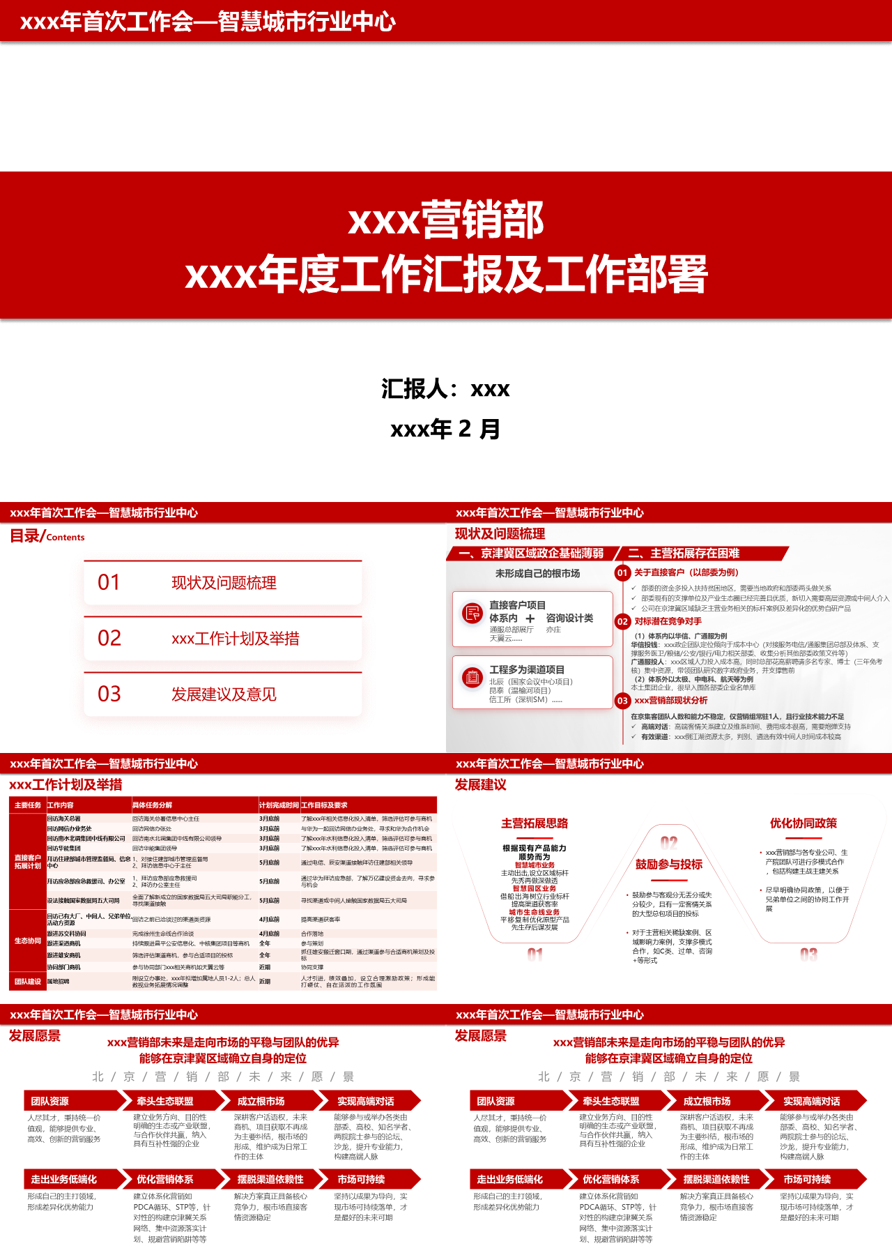 标准静态红色年度工作汇报及工作部署