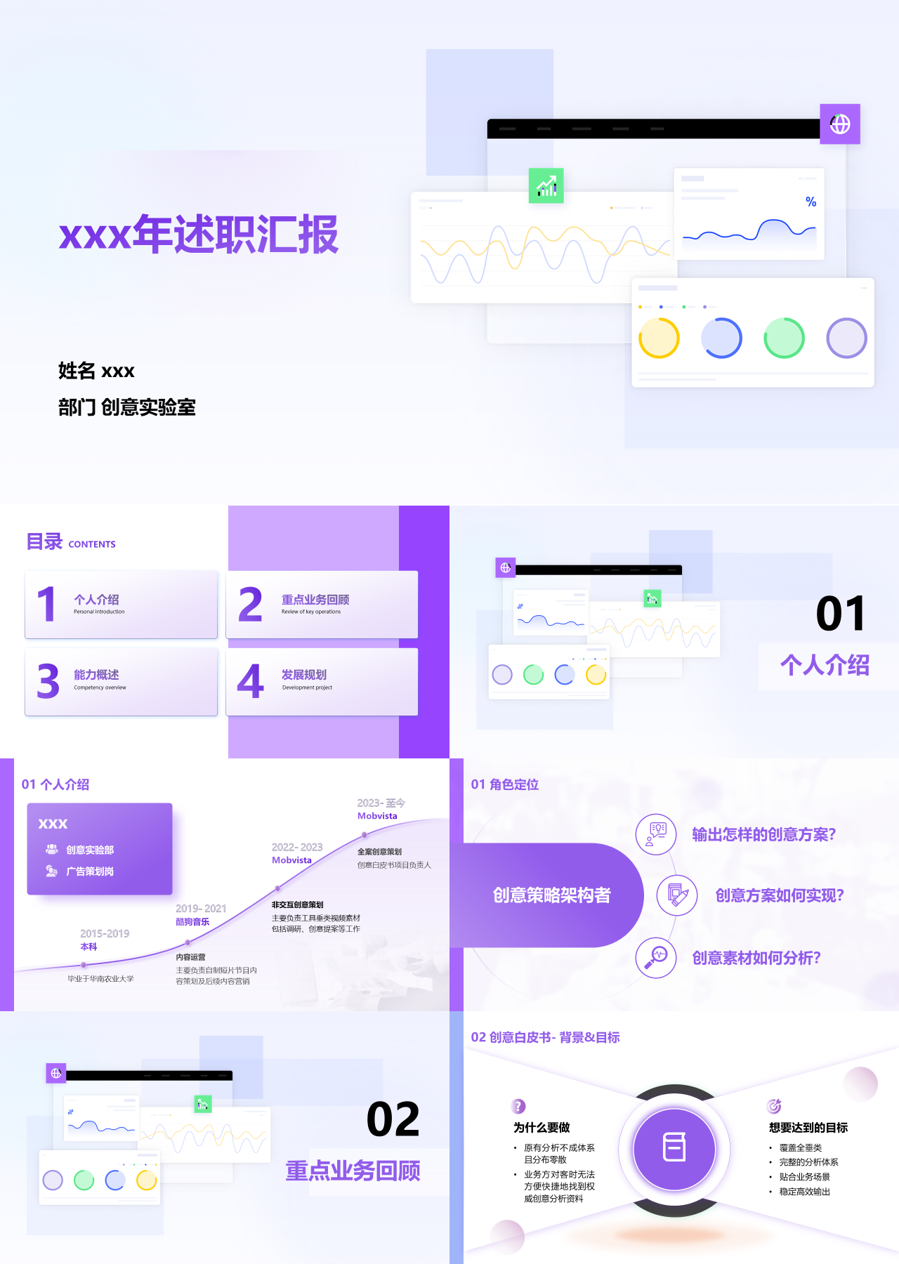 精美静态紫色述职汇报