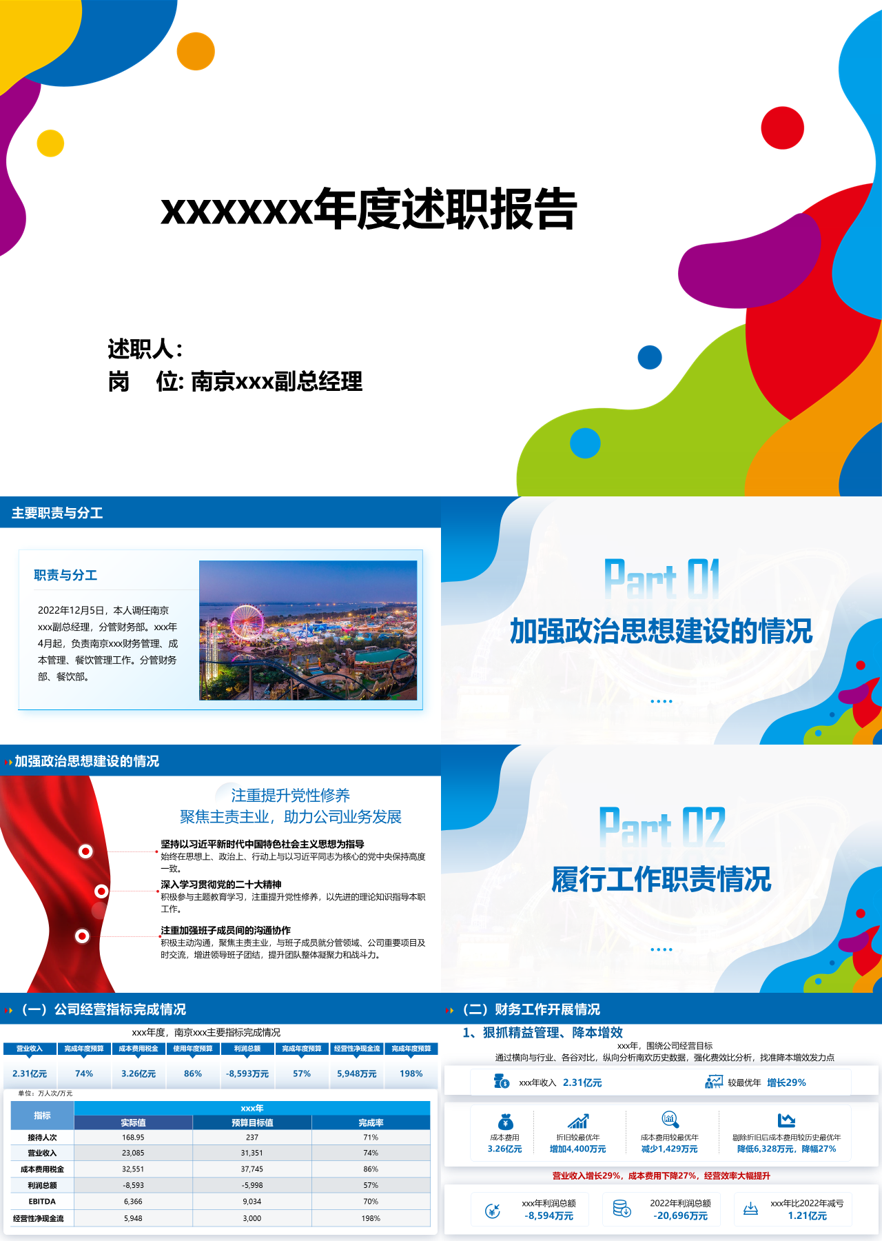 标准静态蓝色年度述职报告