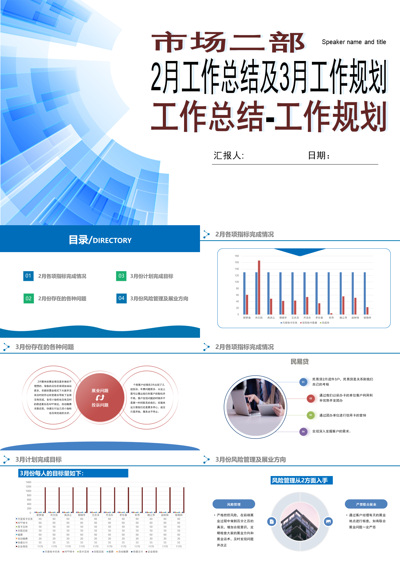 标准静态蓝色市场二部3月总结汇报