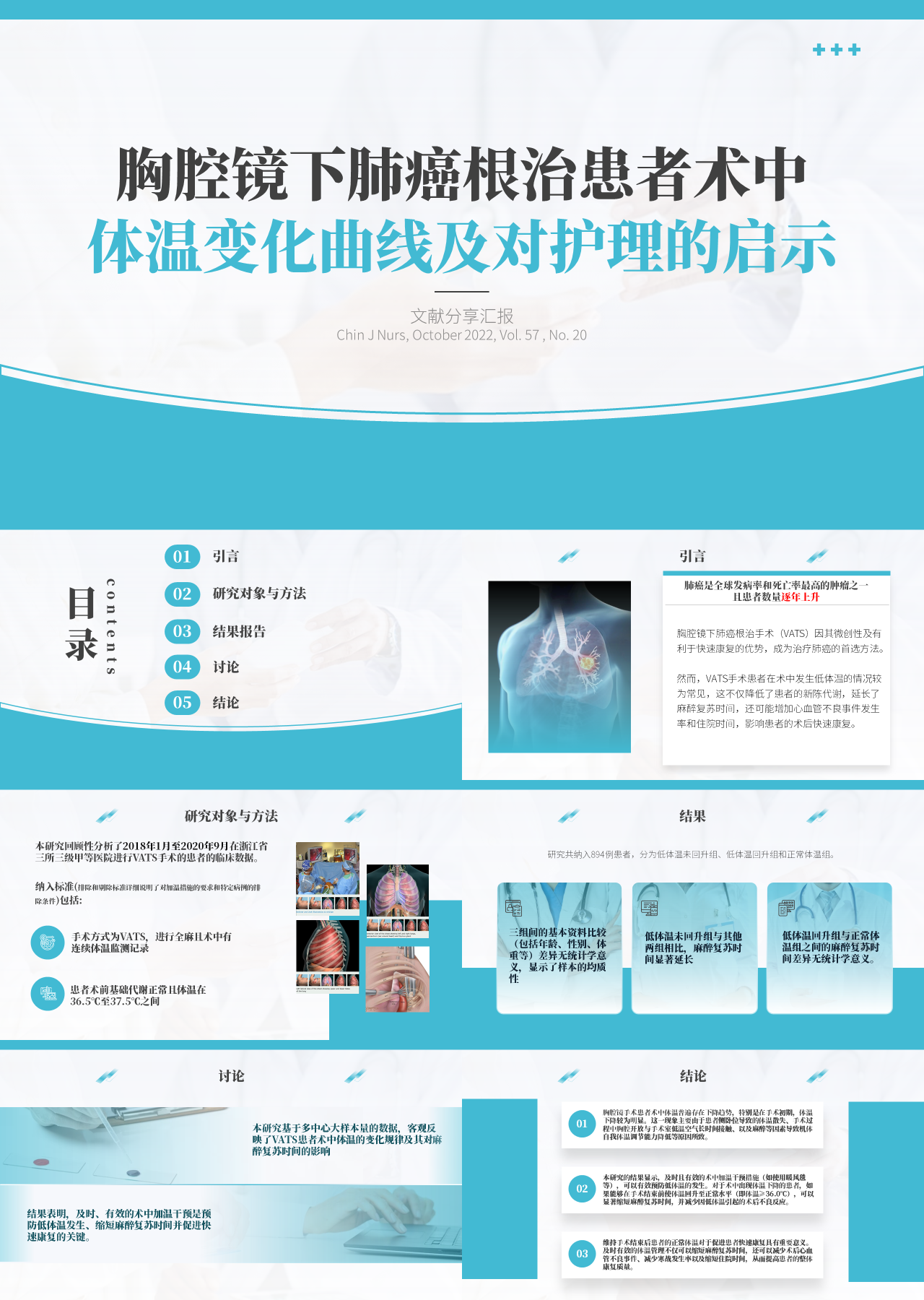 标准静态蓝色工作汇报胸腔镜下肺癌根治患者术中体温变化曲线及对护理的启示
