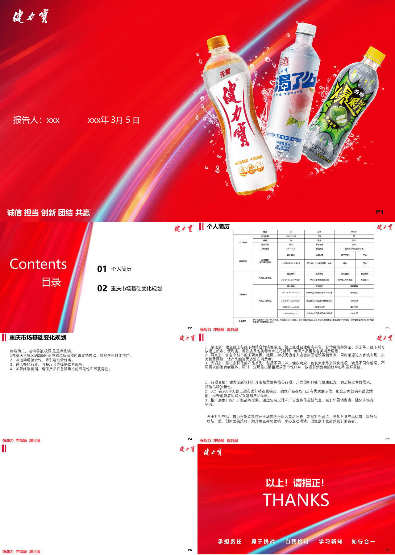 简单静态简约健力宝工作汇报