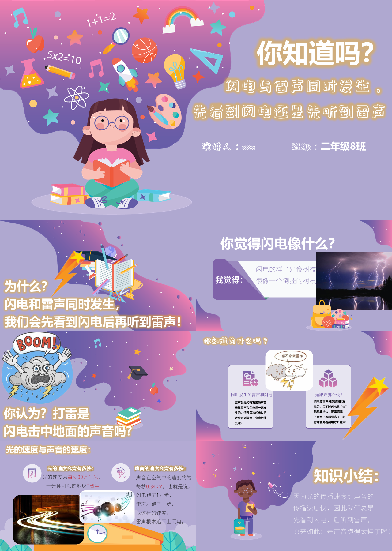 标准静态卡通主题教育闪电与雷声