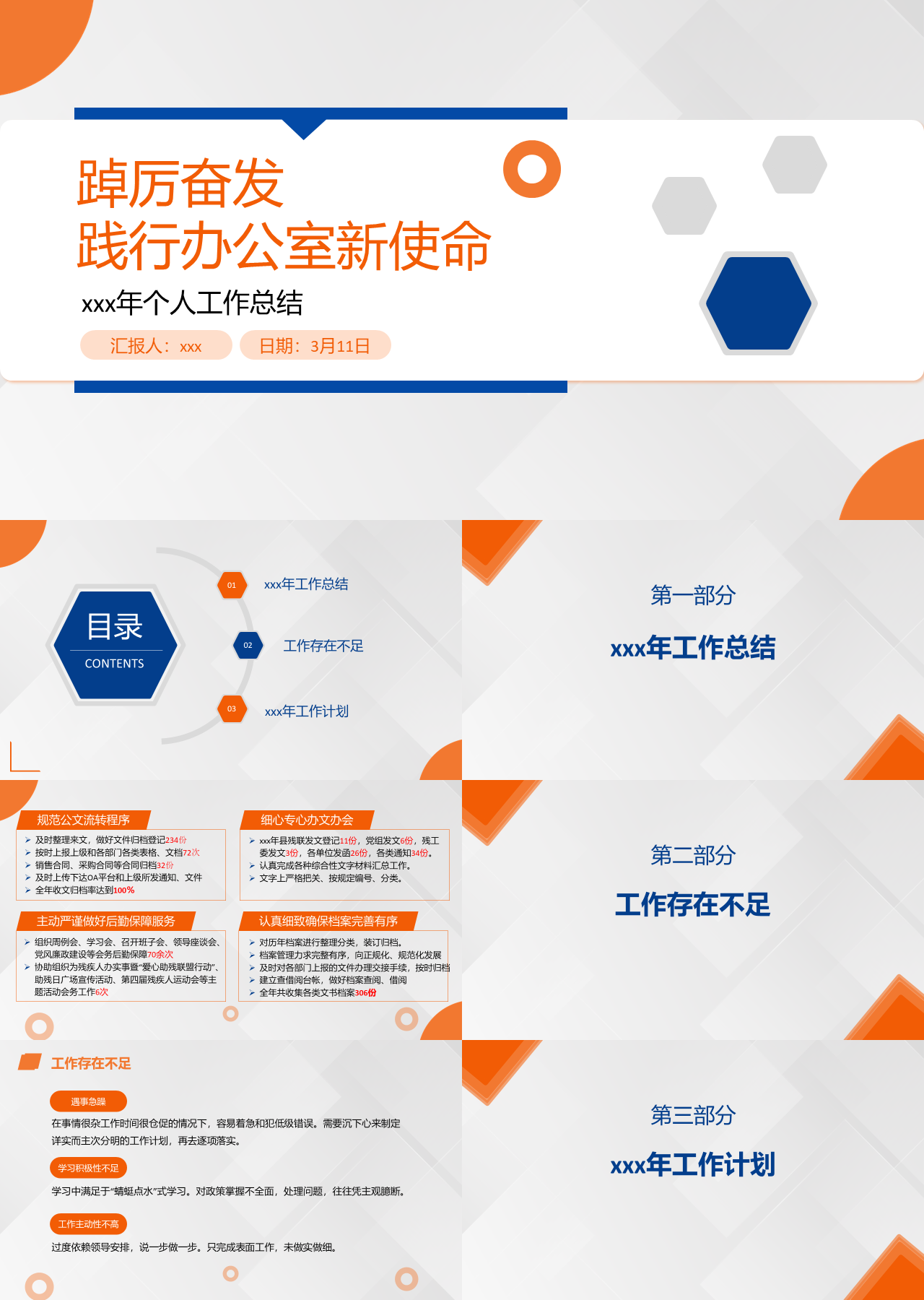 标准动态橙色述职报告践行办公室新使命