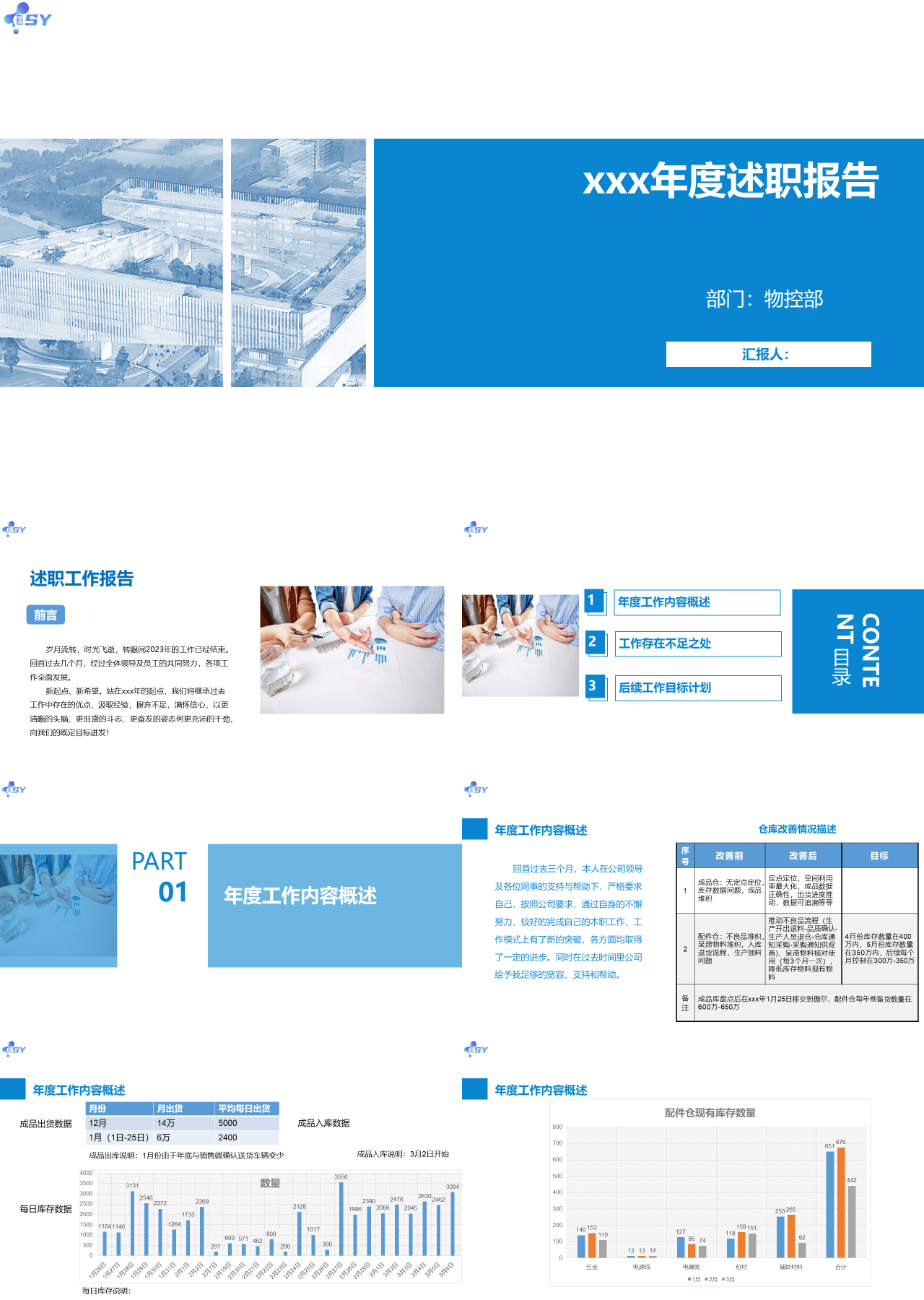 标准静态蓝色年度述职报告