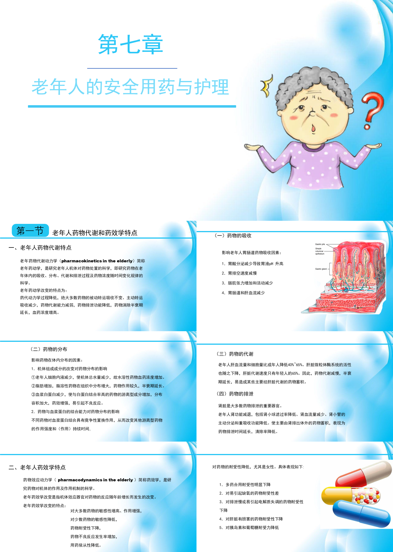 标准静态蓝色主题教育老年人的安全用药与护理