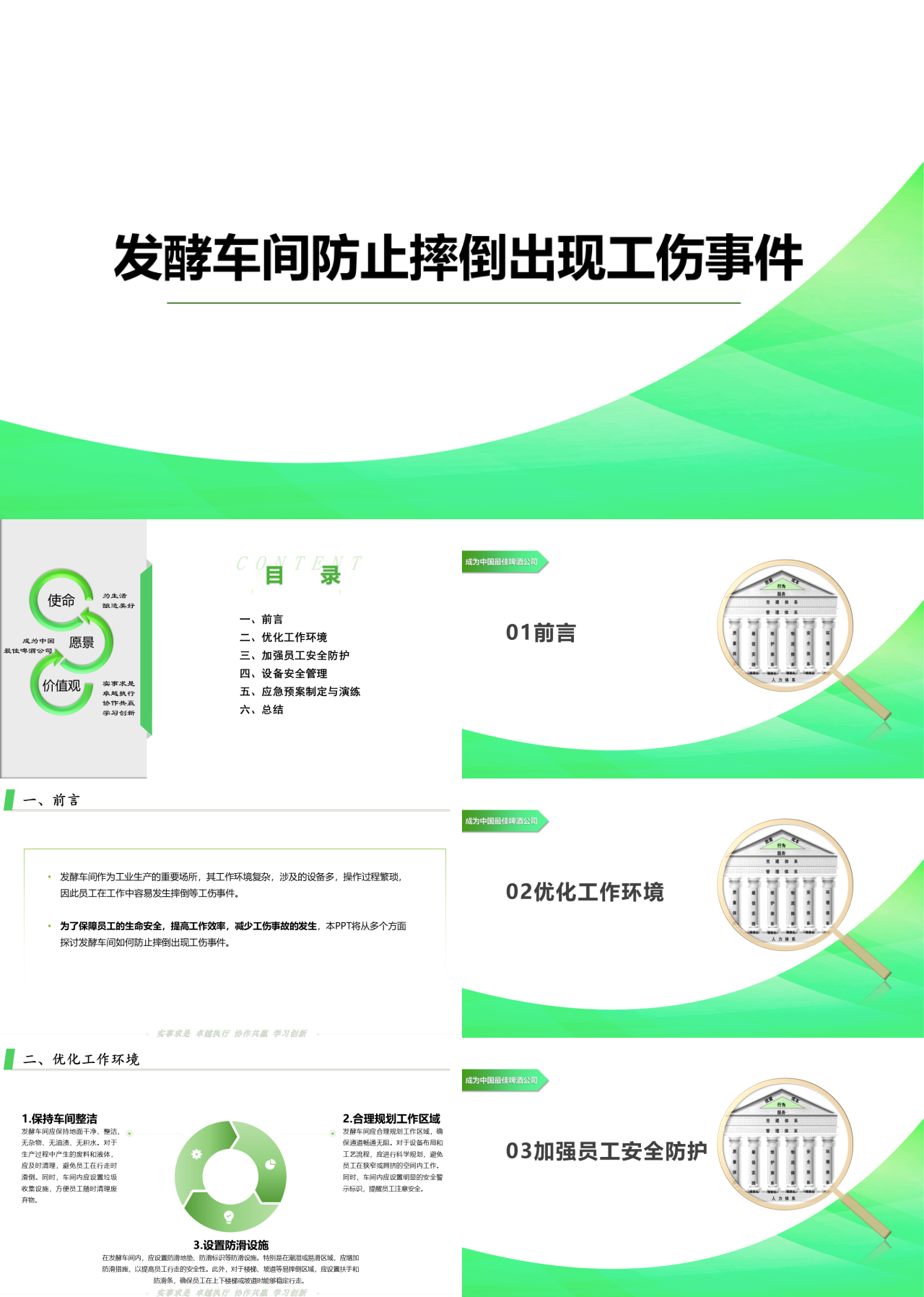 标准静态绿色企业培训发酵车间防止摔倒出现工伤事件