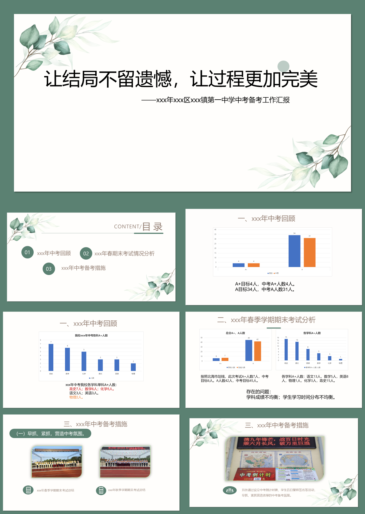 标准静态简约工作汇报第一中学中考备考