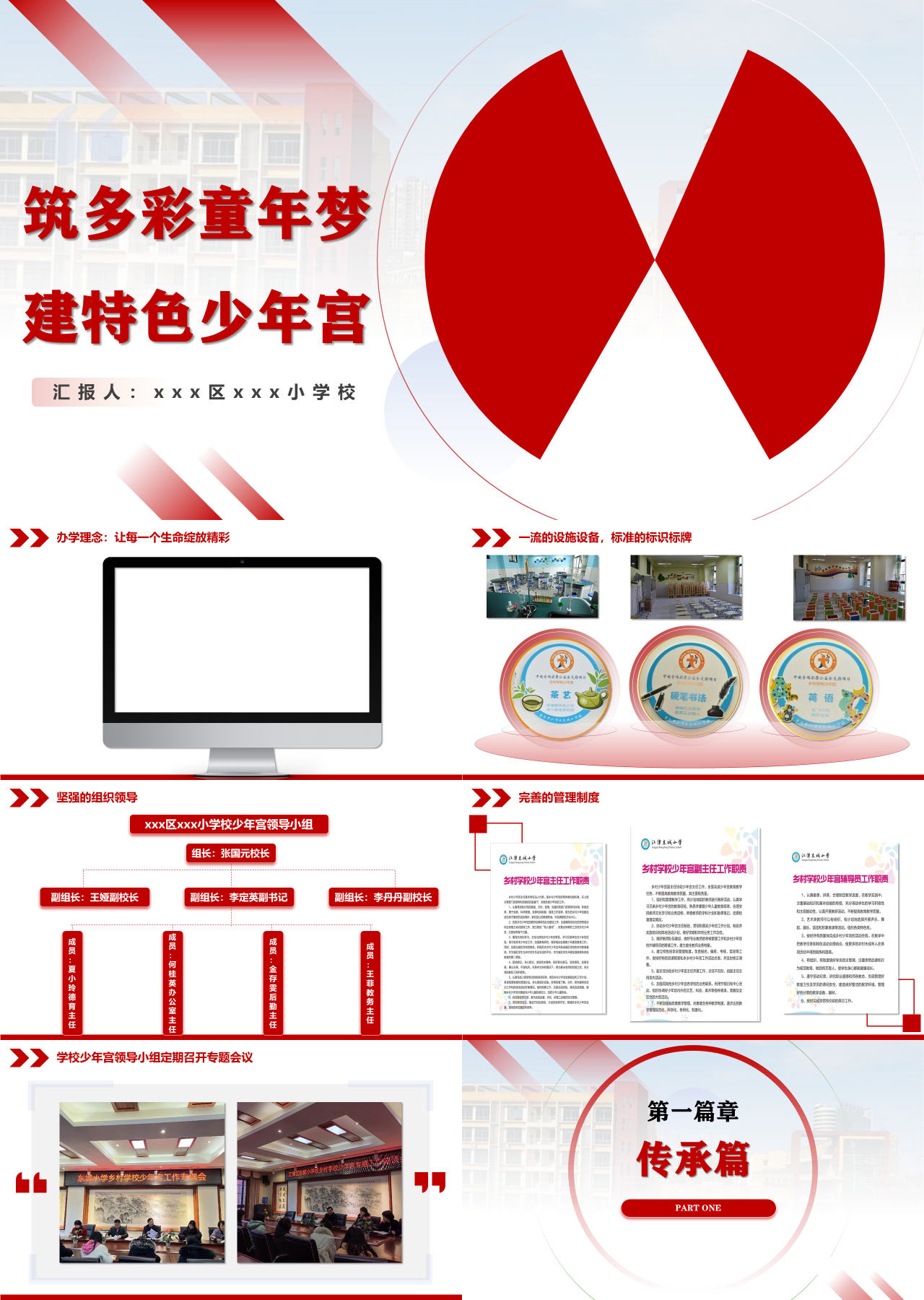 精美动态红色工作汇报建特色少年宫