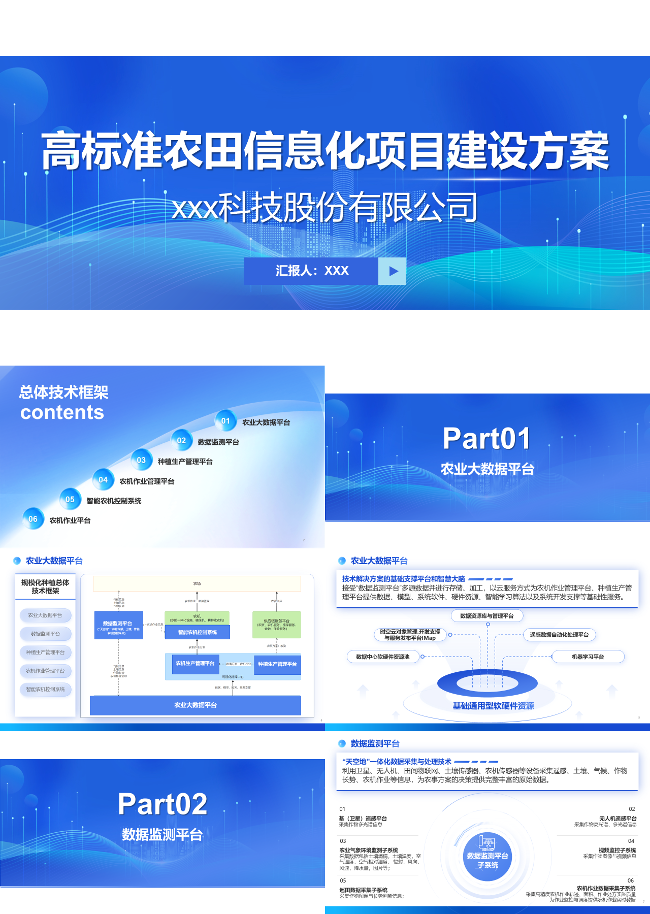 精美静态蓝色商业计划书高标准农田信息化项目建设方案