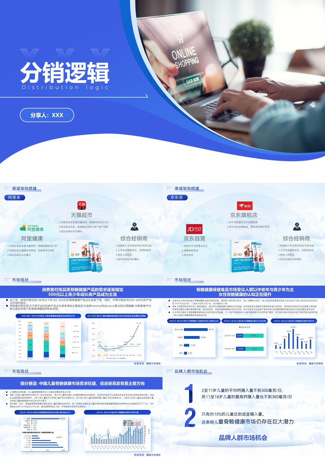 标准静态蓝色工作汇报分销逻辑