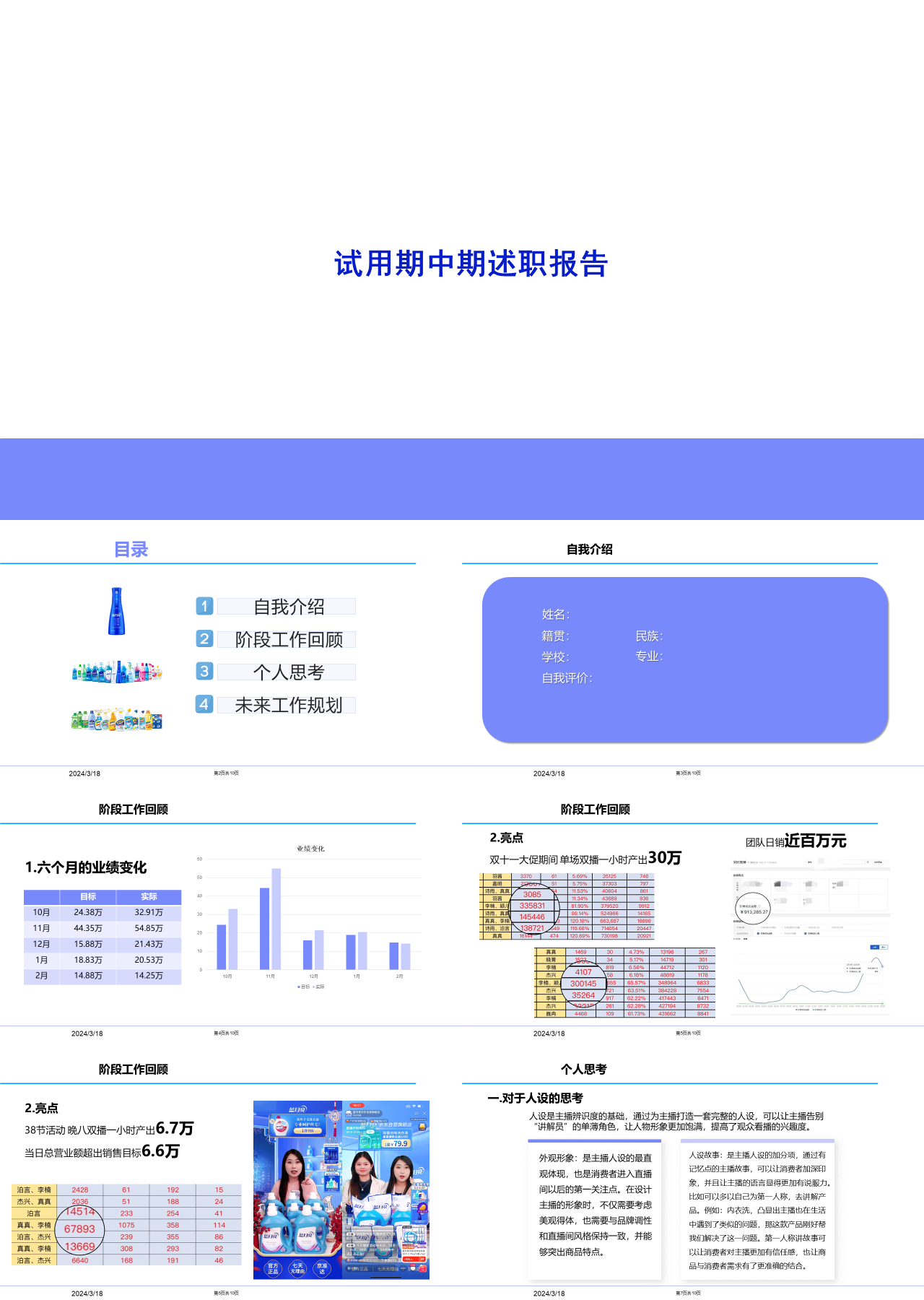 标准静态紫色试用期中期述职报告