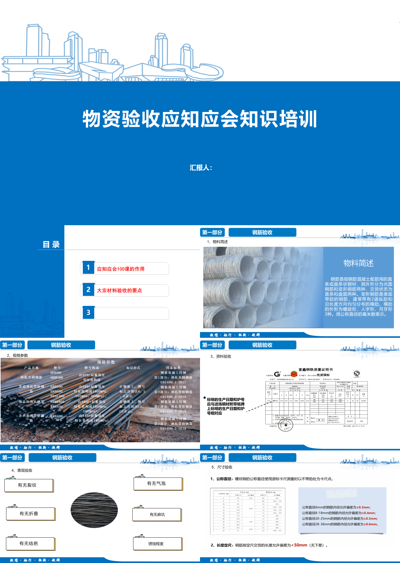 标准静态蓝色企业培训物资验收应知应会知识培训