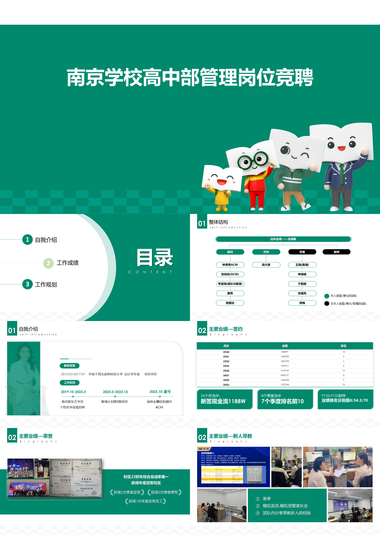 标准静态绿色南京学校高中部管理岗位竞聘