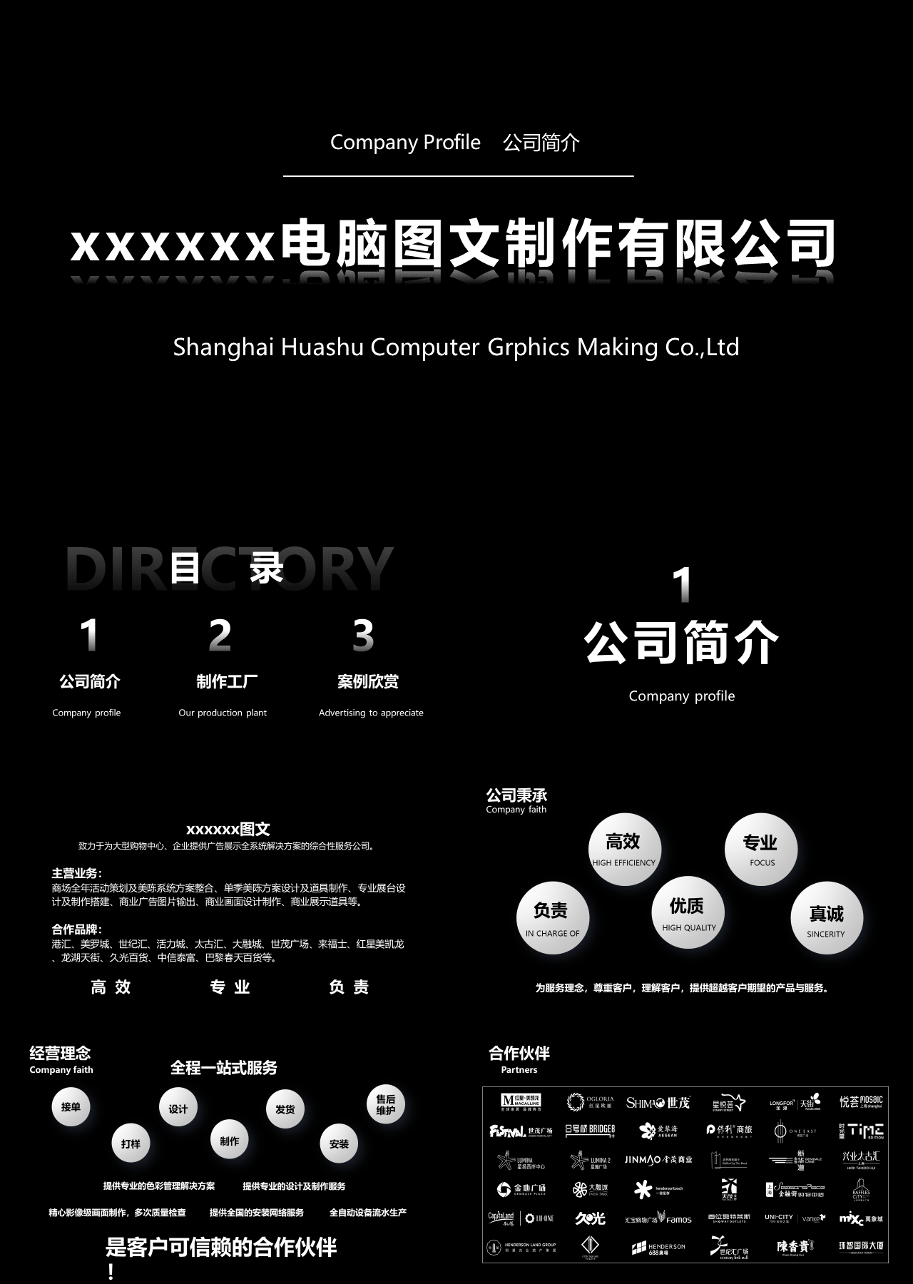 标准静态黑色企业宣传电脑图文制作类公司