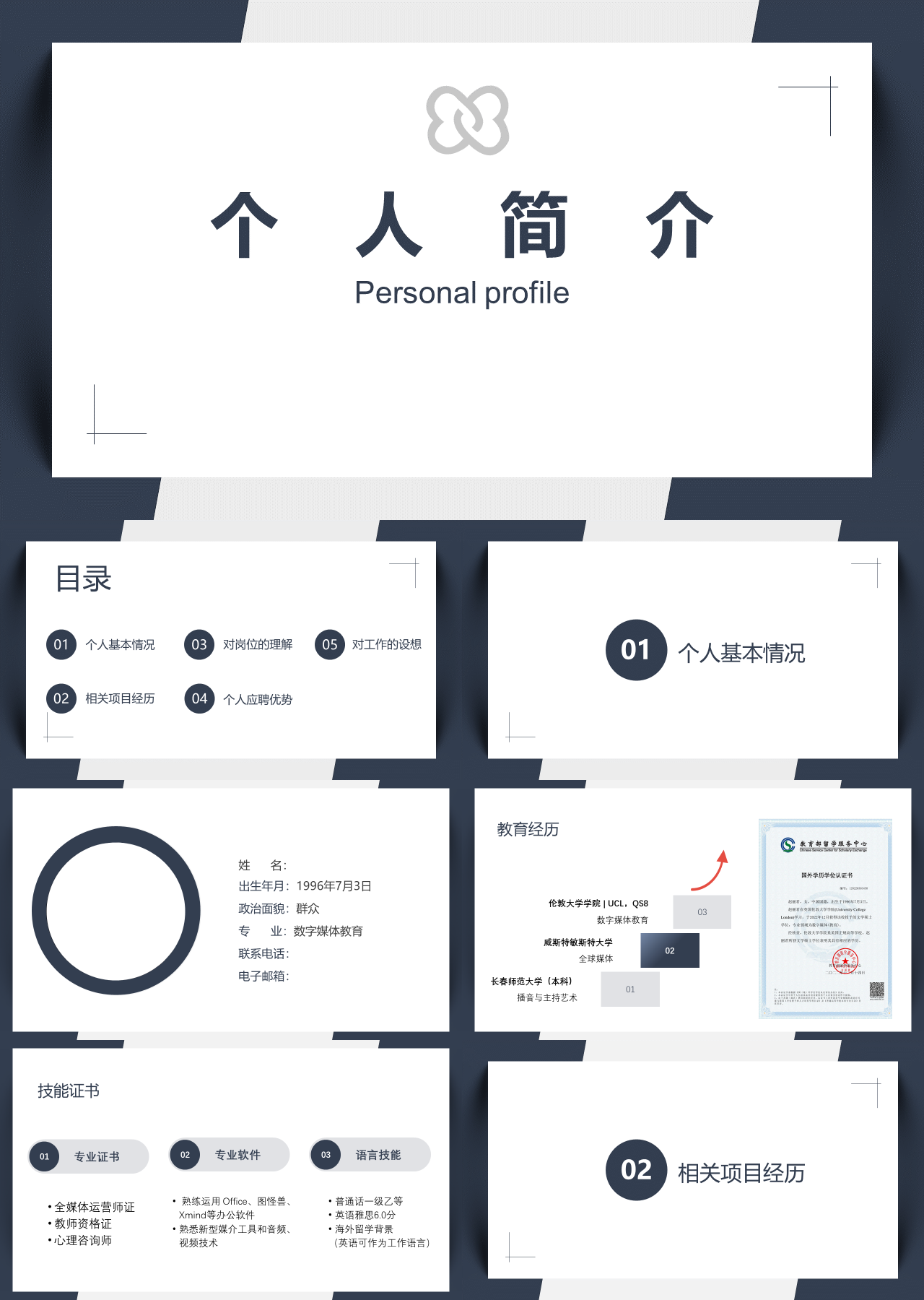 标准静态简约个人简介
