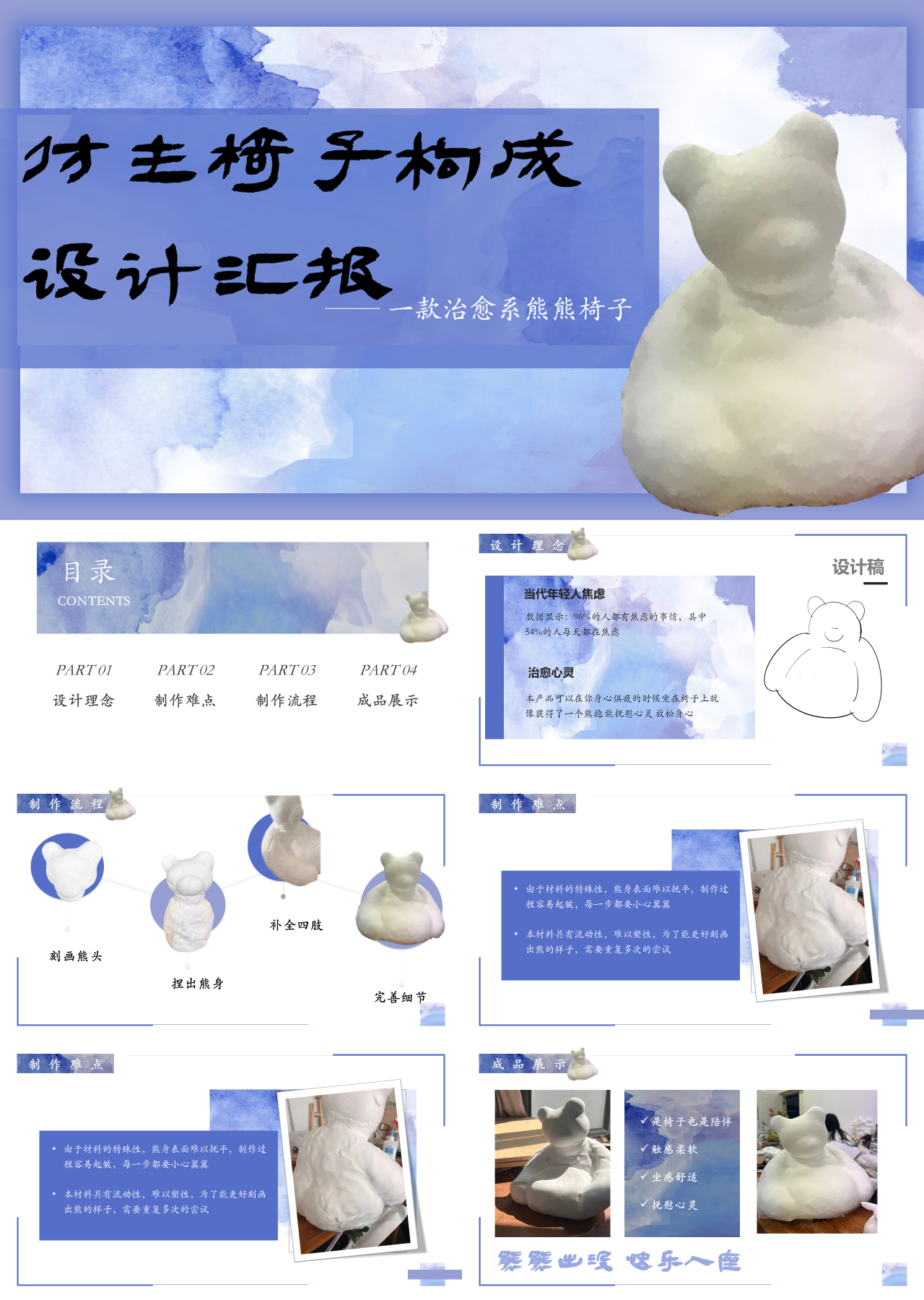 标准静态蓝色仿生椅子构成设计汇报