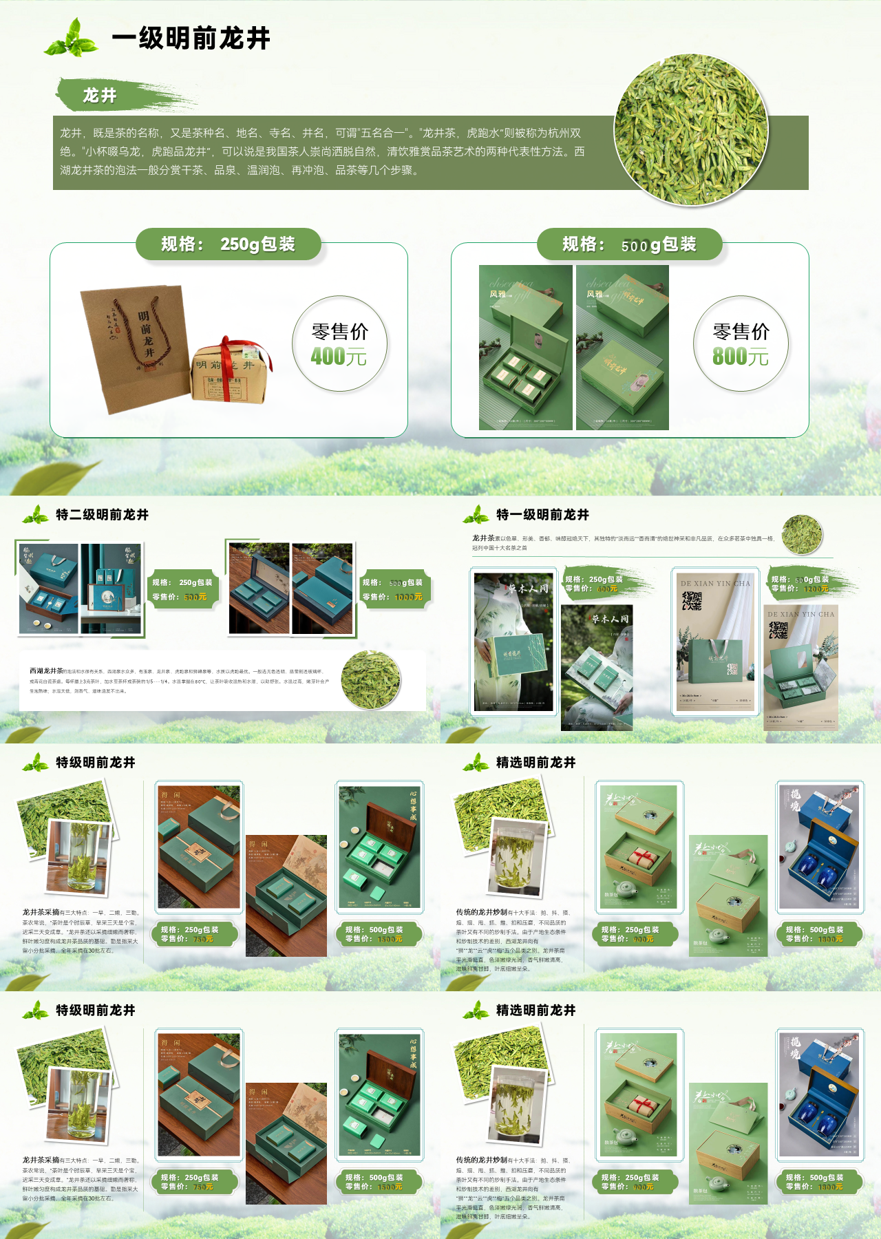 精美静态绿色产品推介龙井茶叶