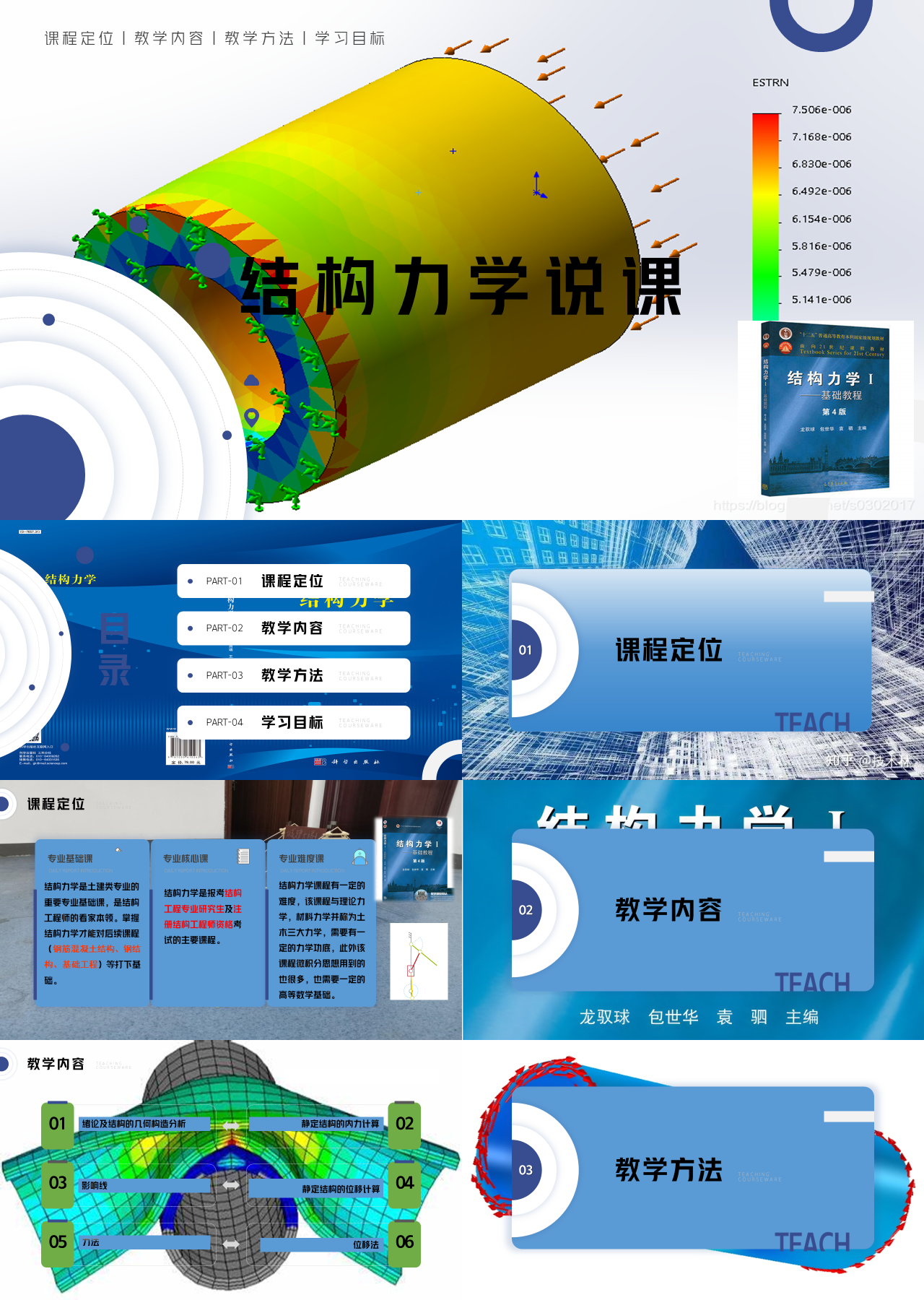 标准静态蓝色教育课件结构力学说课