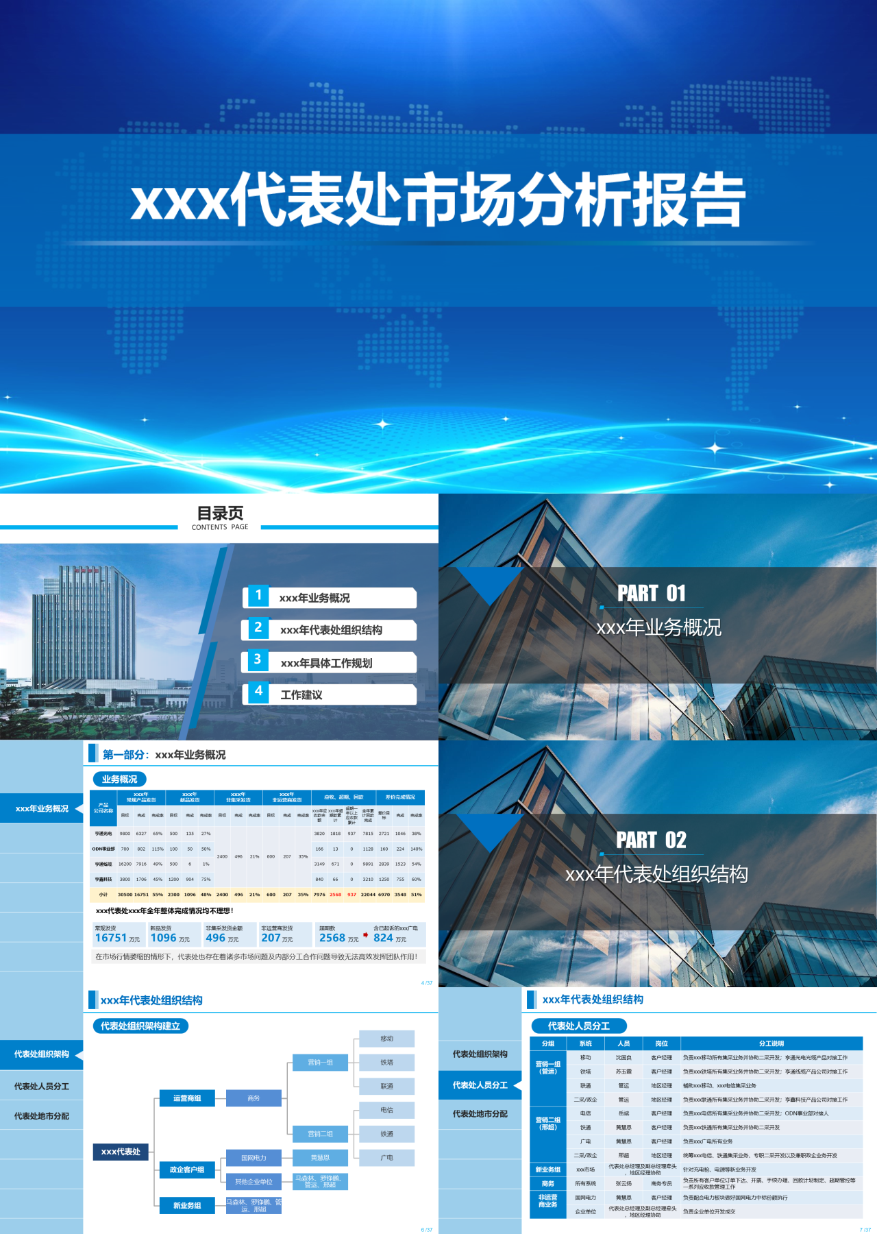 标准静态蓝色工作汇报市场情况报告