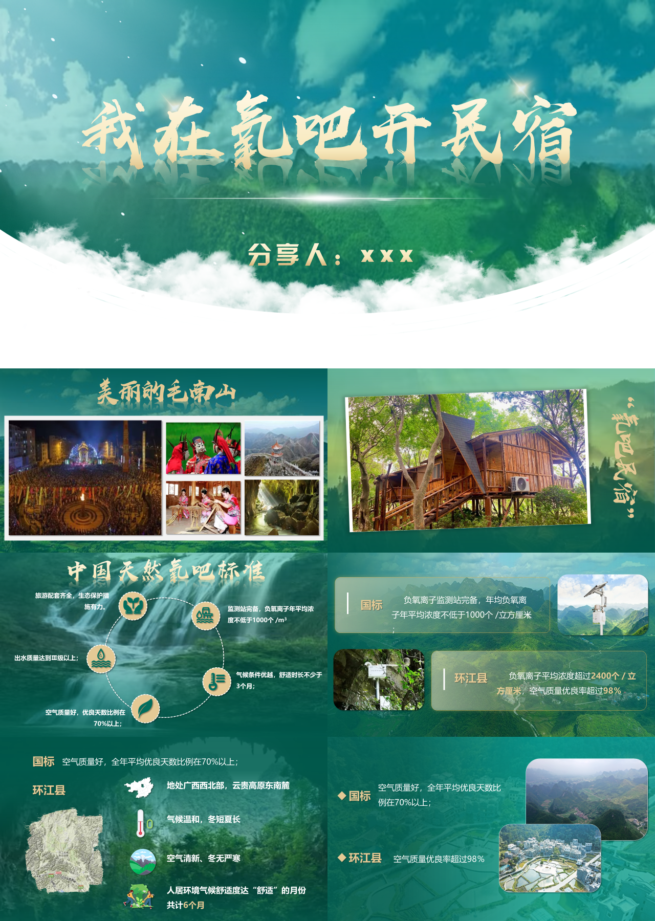 精美静态绿色工作汇报我在氧吧开民宿
