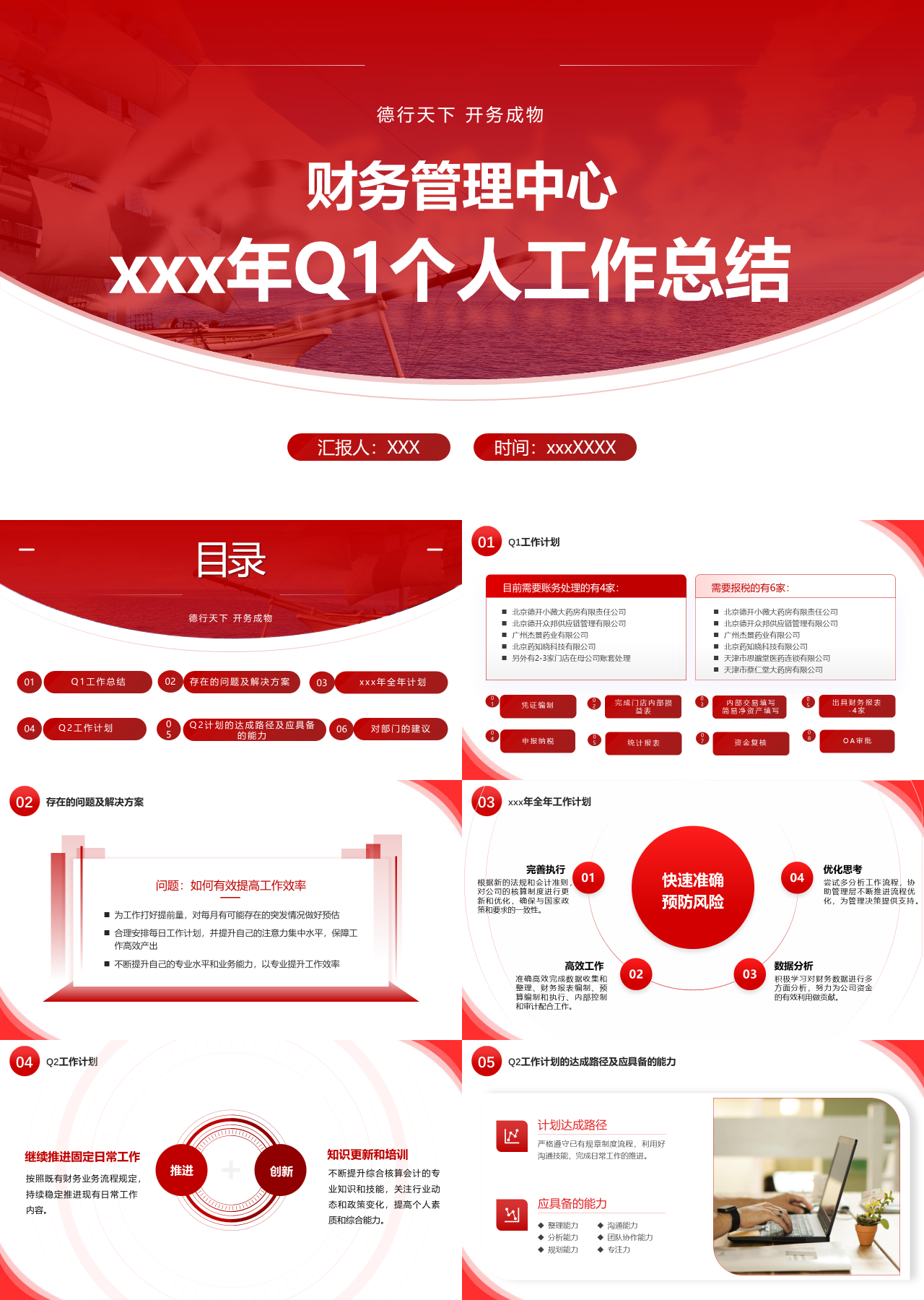 精美静态红色Q1个人工作总结