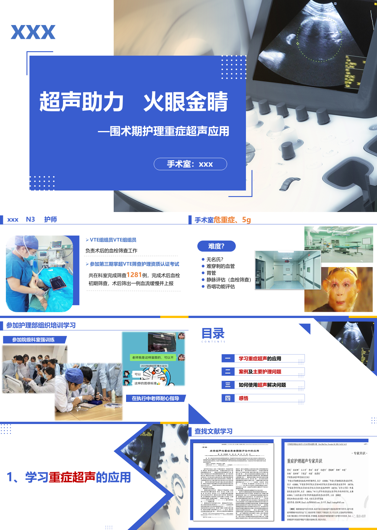 标准静态蓝色工作汇报围术期护理重症超声应用