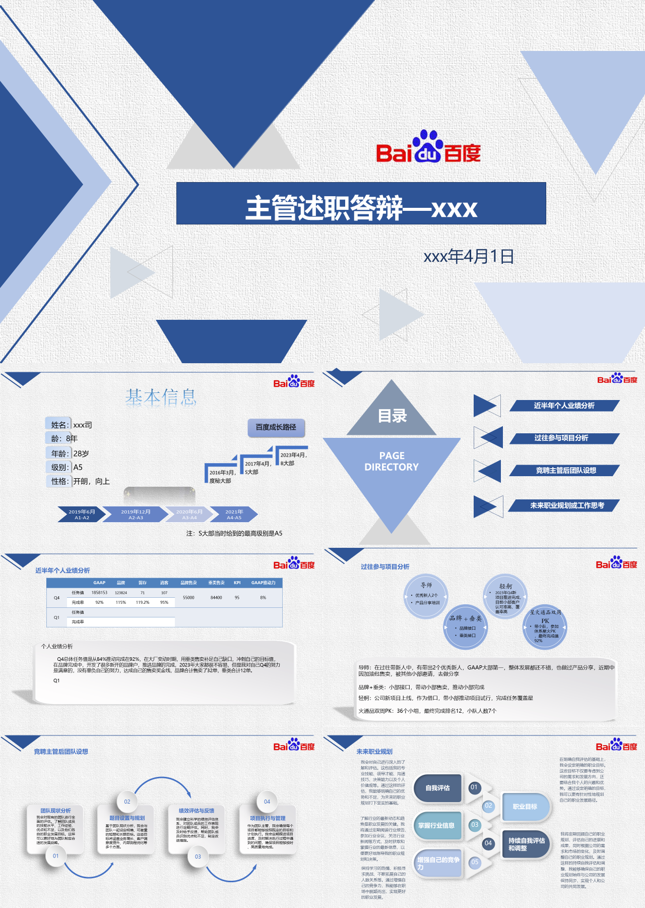 标准静态蓝色主管述职答辩