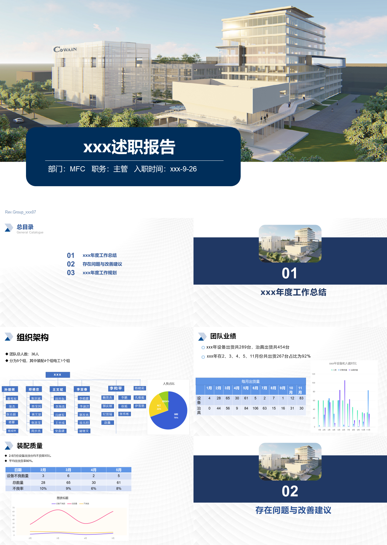 标准静态蓝色述职报告