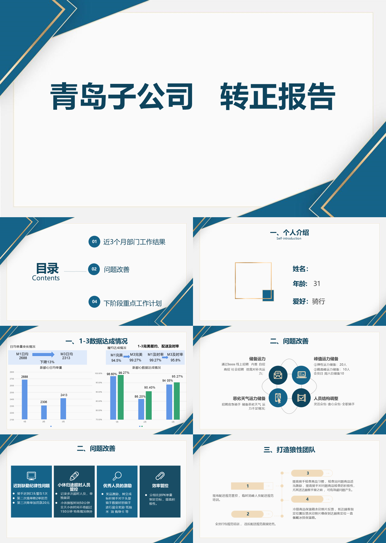 标准静态蓝色转正报告