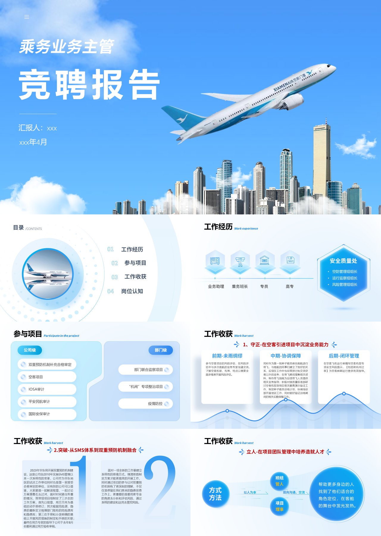 标准动态蓝色竞聘报告乘务业务主管