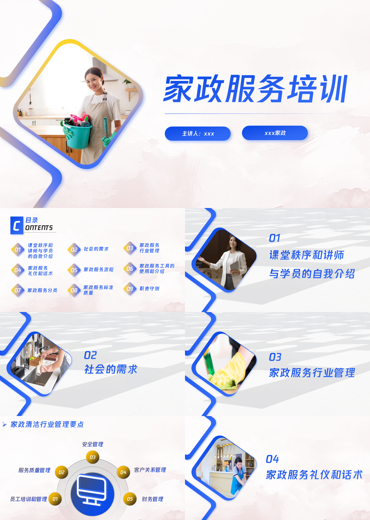 标准静态蓝色企业培训家政服务培训