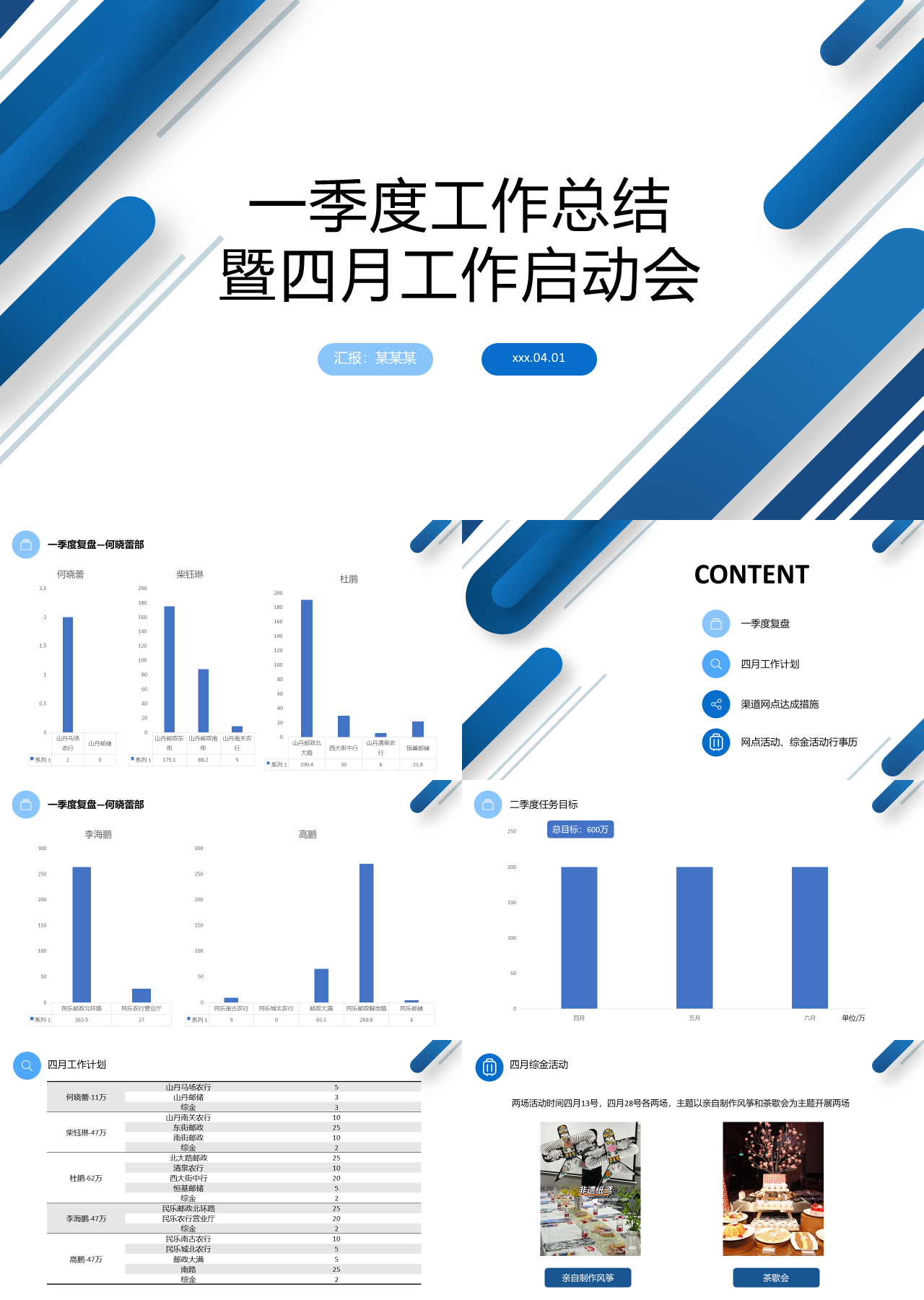 标准静态蓝色一季度工作总结