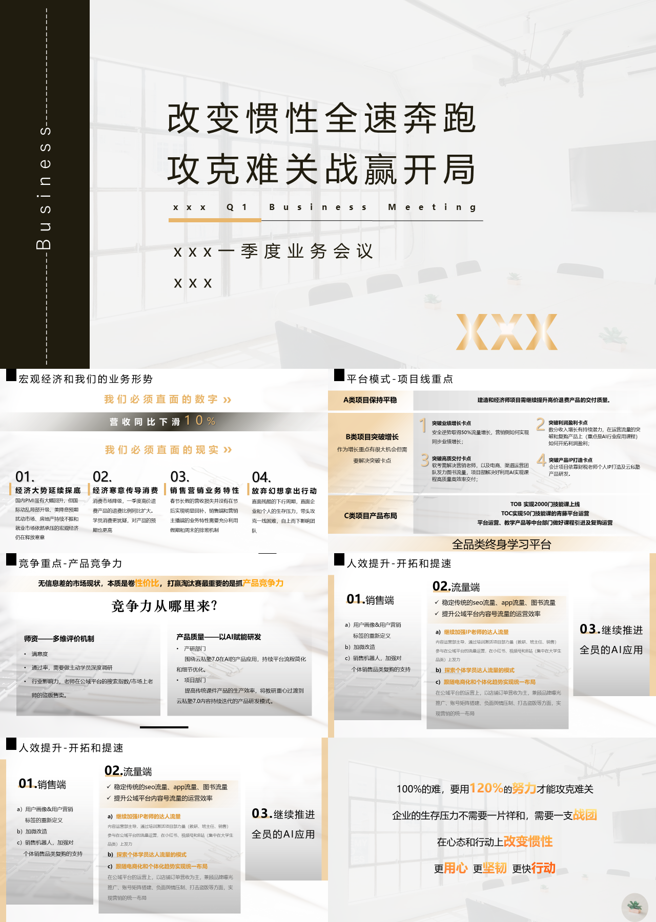 标准静态棕色工作汇报一季度业务会议